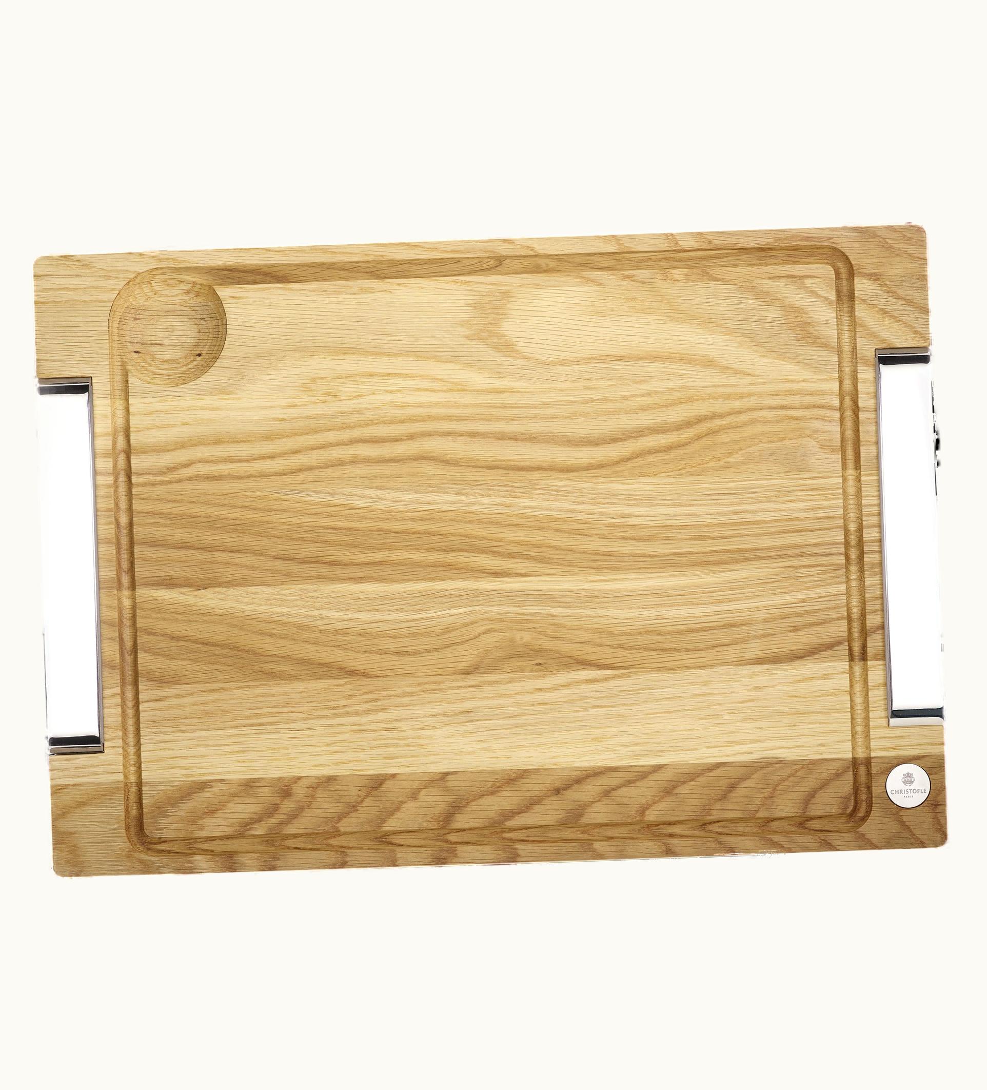 Christofle Oak Cutting Board With Silver-Plated Handles - Large Royal Chef