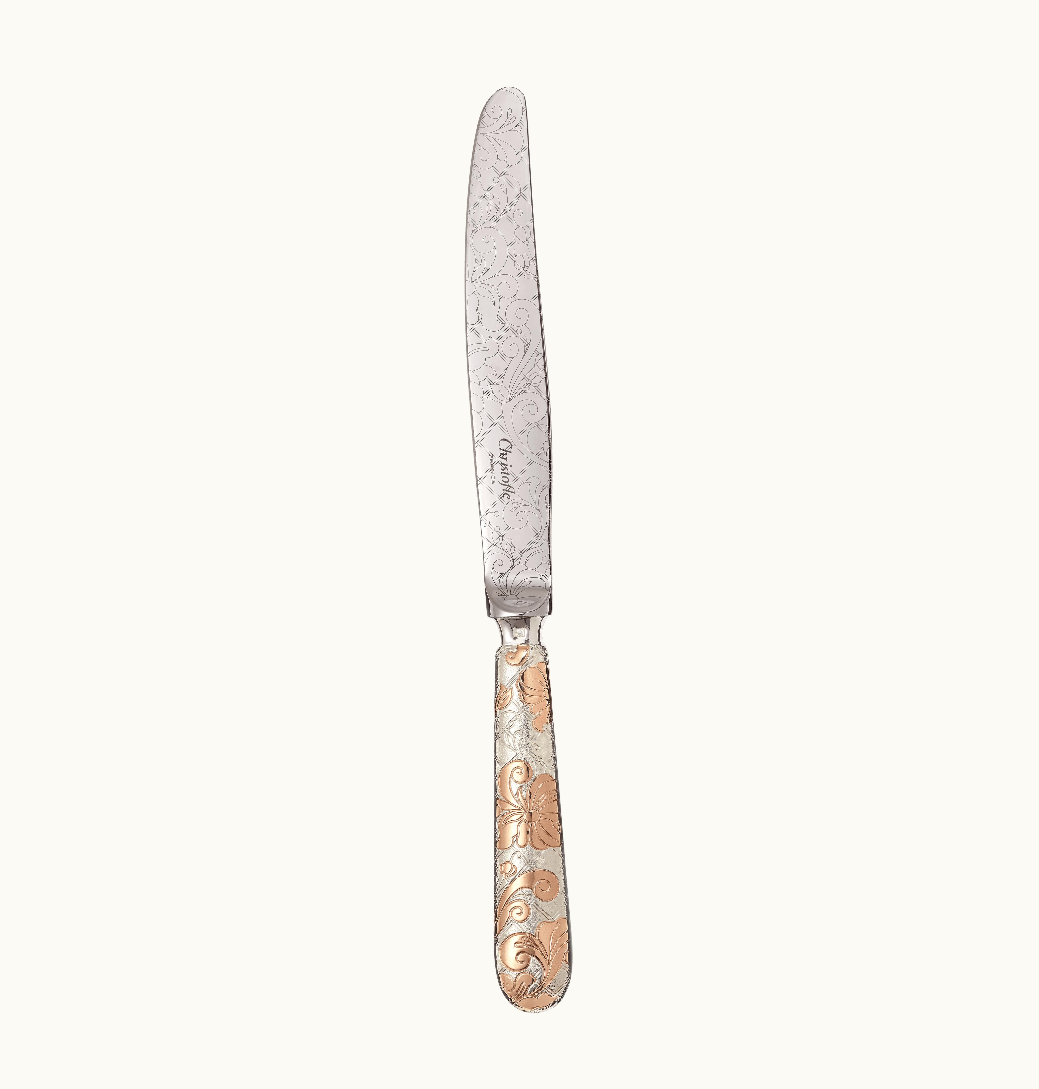 Christofle Christofle Partially Gilded Silver Plated Dinner Knife - Pink Gold Jardin d'Eden