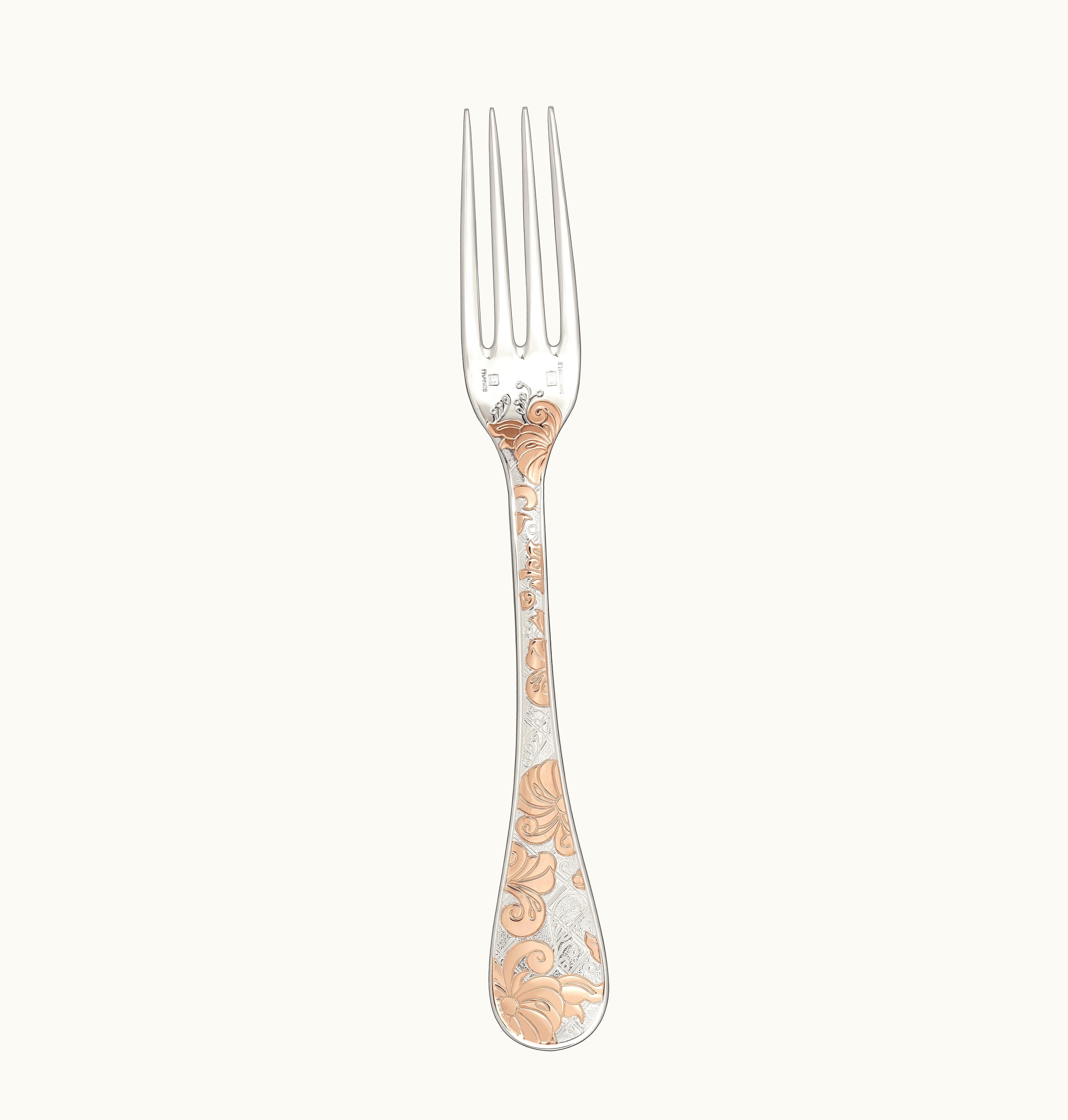 Christofle Christofle Partially Gilded Silver Plated Dinner Fork - Pink Gold Jardin d'Eden