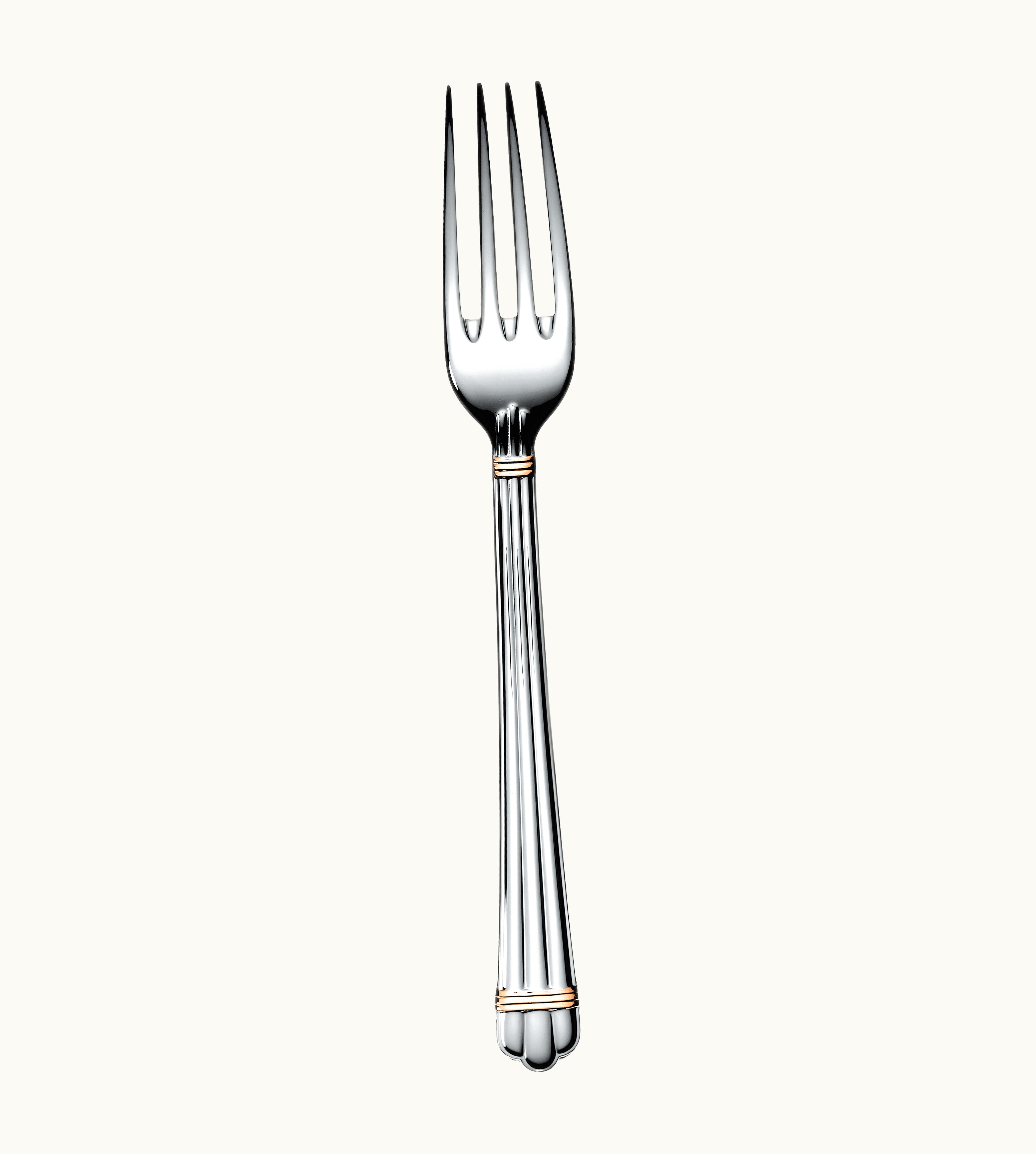 Christofle Christofle Silver-Plated Standard Dinner Fork With Gold Ring Aria