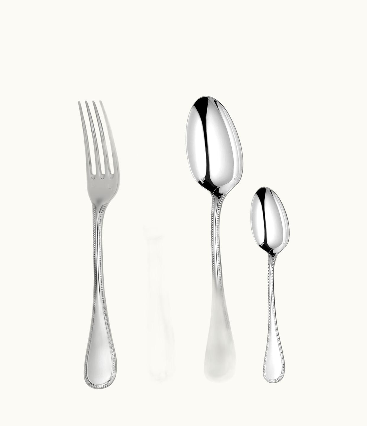 Christofle Christofle 5-Piece Stainless Steel Flatware Set Steel Perles