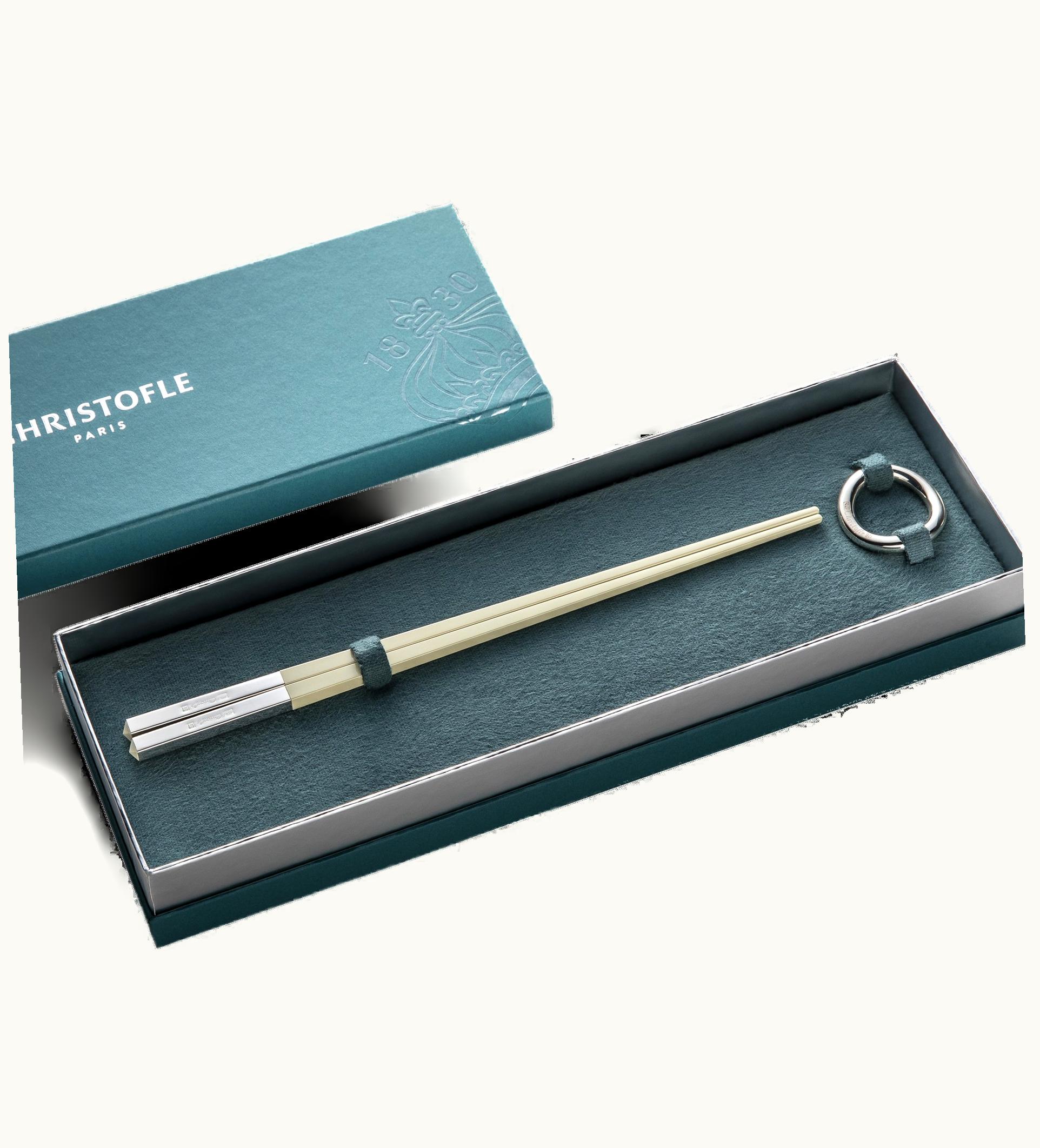 Christofle Christofle 1 Pair Ch Chopsticks White Uni + 1 Chopsticks Rest Vertigo B04222742 Uni