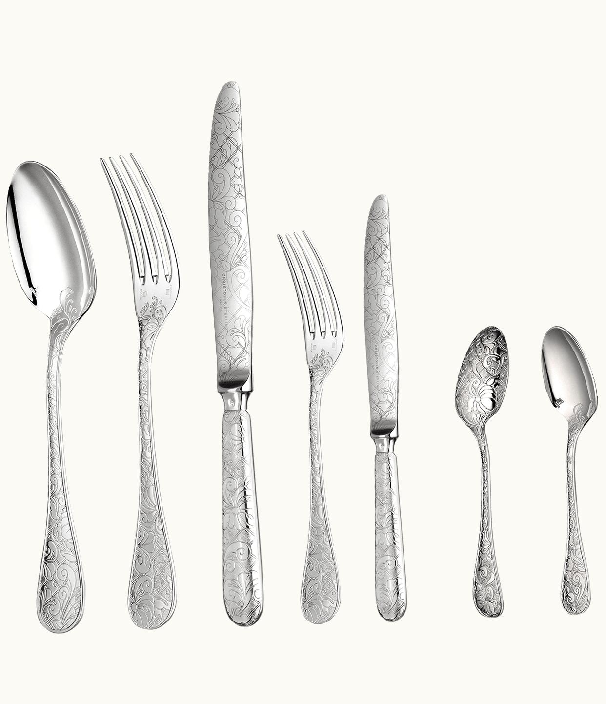 Christofle Christofle 36-Piece Sterling Silver Flatware Set With Free Chest Jardin d'Eden