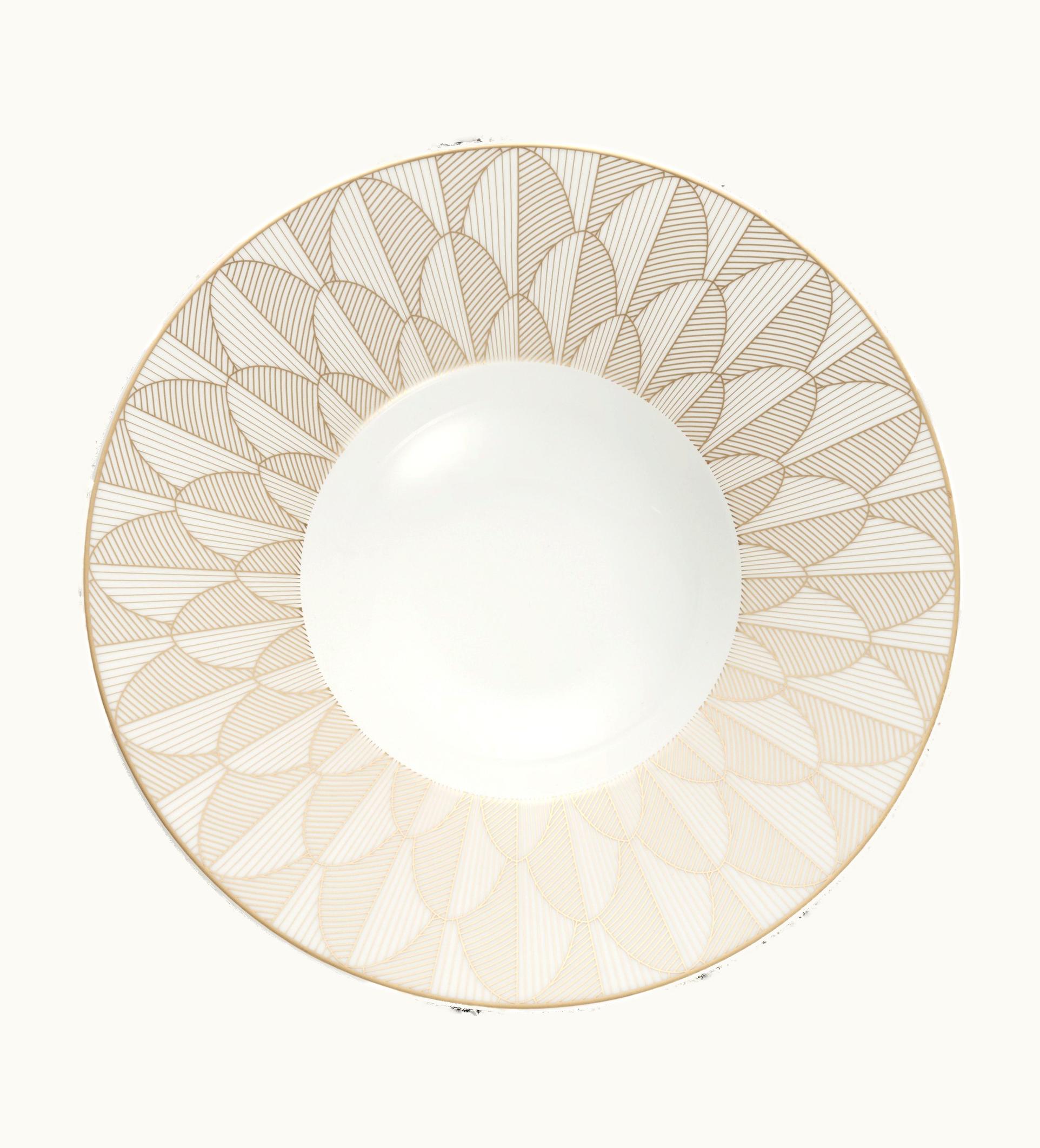 Christofle Christofle Porcelain Large Rim Plate Gold Finish Malmaison Impériale