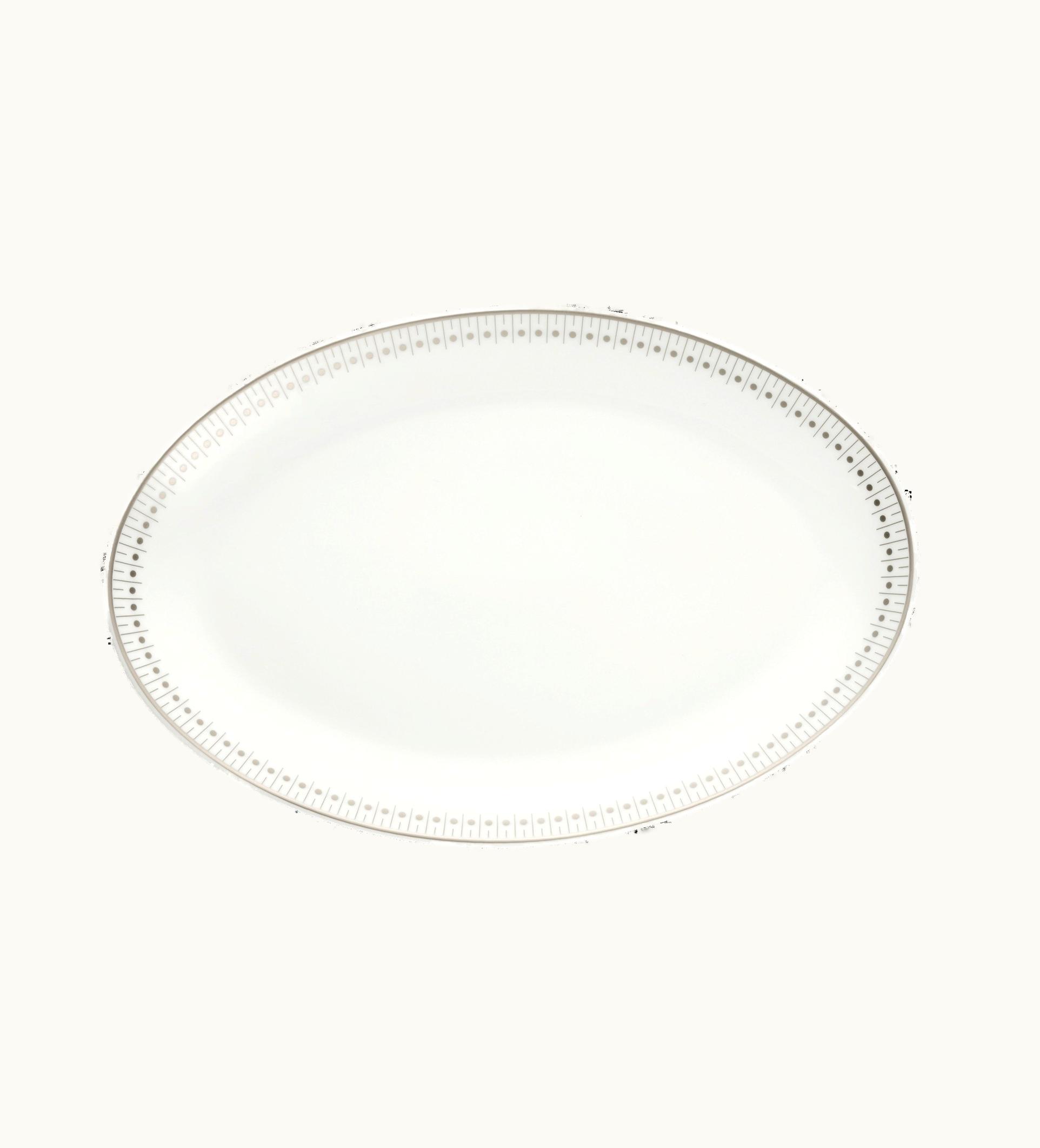Christofle Christofle Porcelain Oval Platter 28 CM Platinum Finish Malmaison Impériale