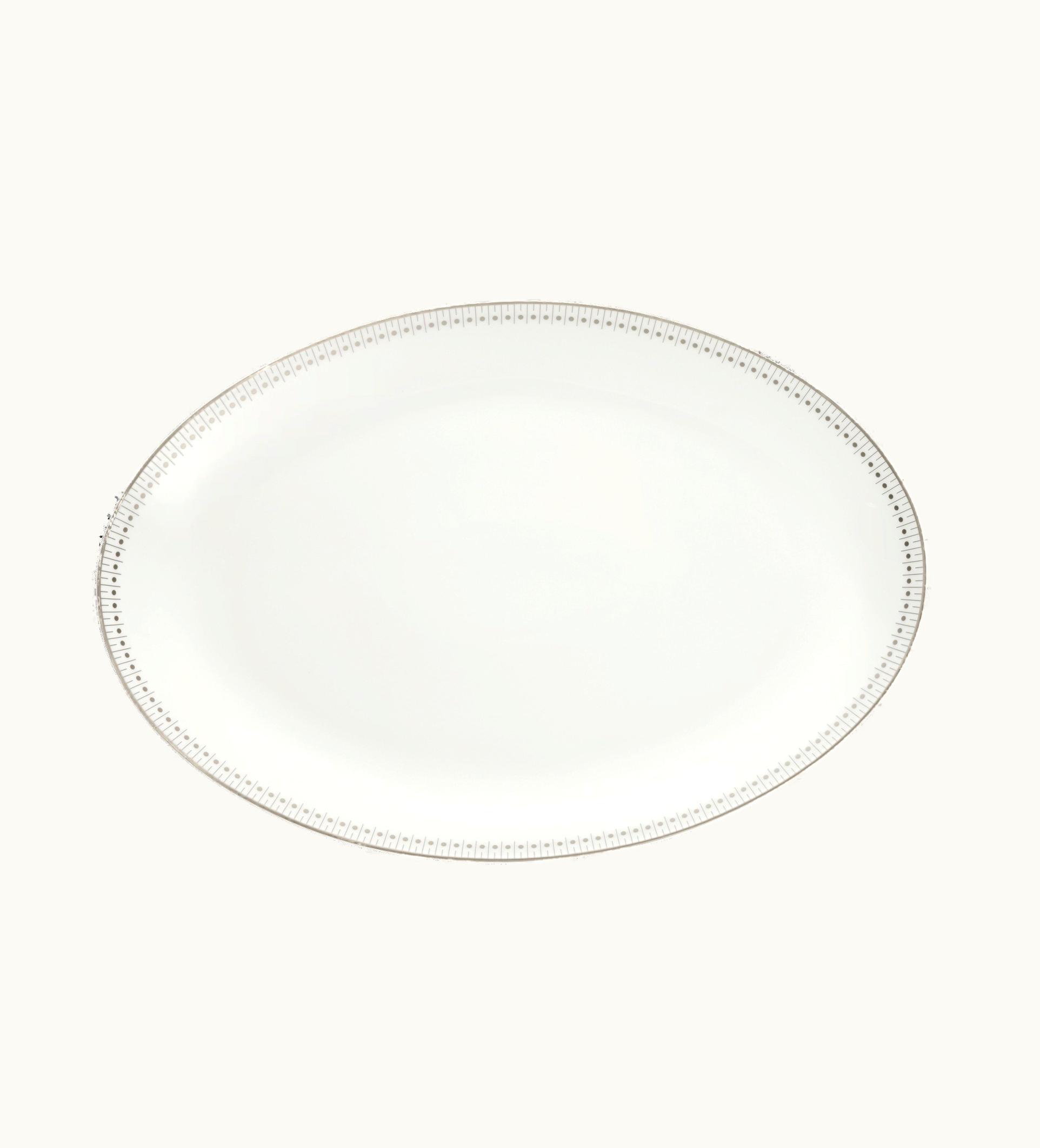 Christofle Christofle Porcelain Oval Platter 38 CM Platinum Finish Malmaison Impériale