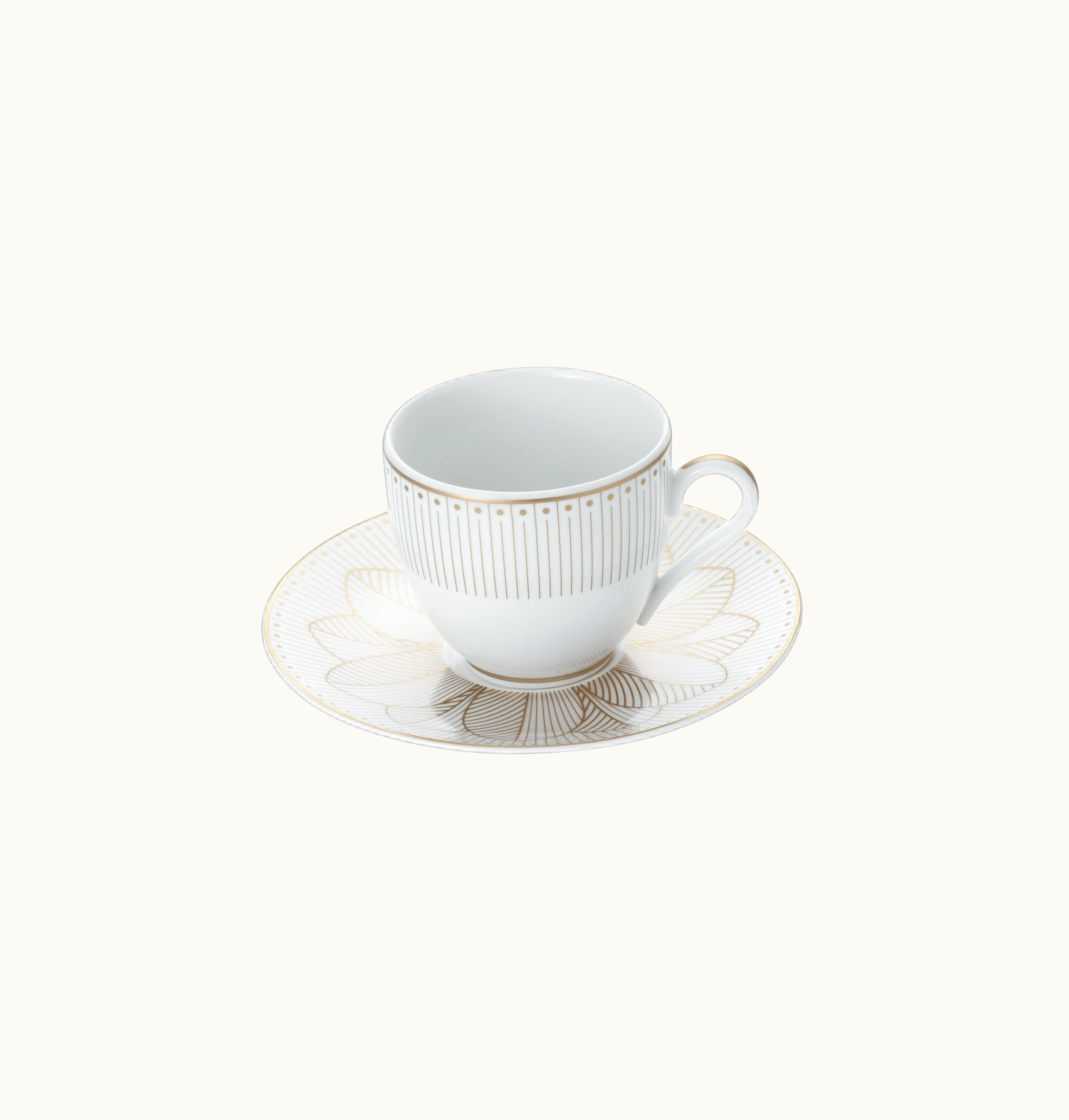 Christofle Christofle 2 Porcelain Coffee Cup And Saucers Gold Finish Malmaison Impériale