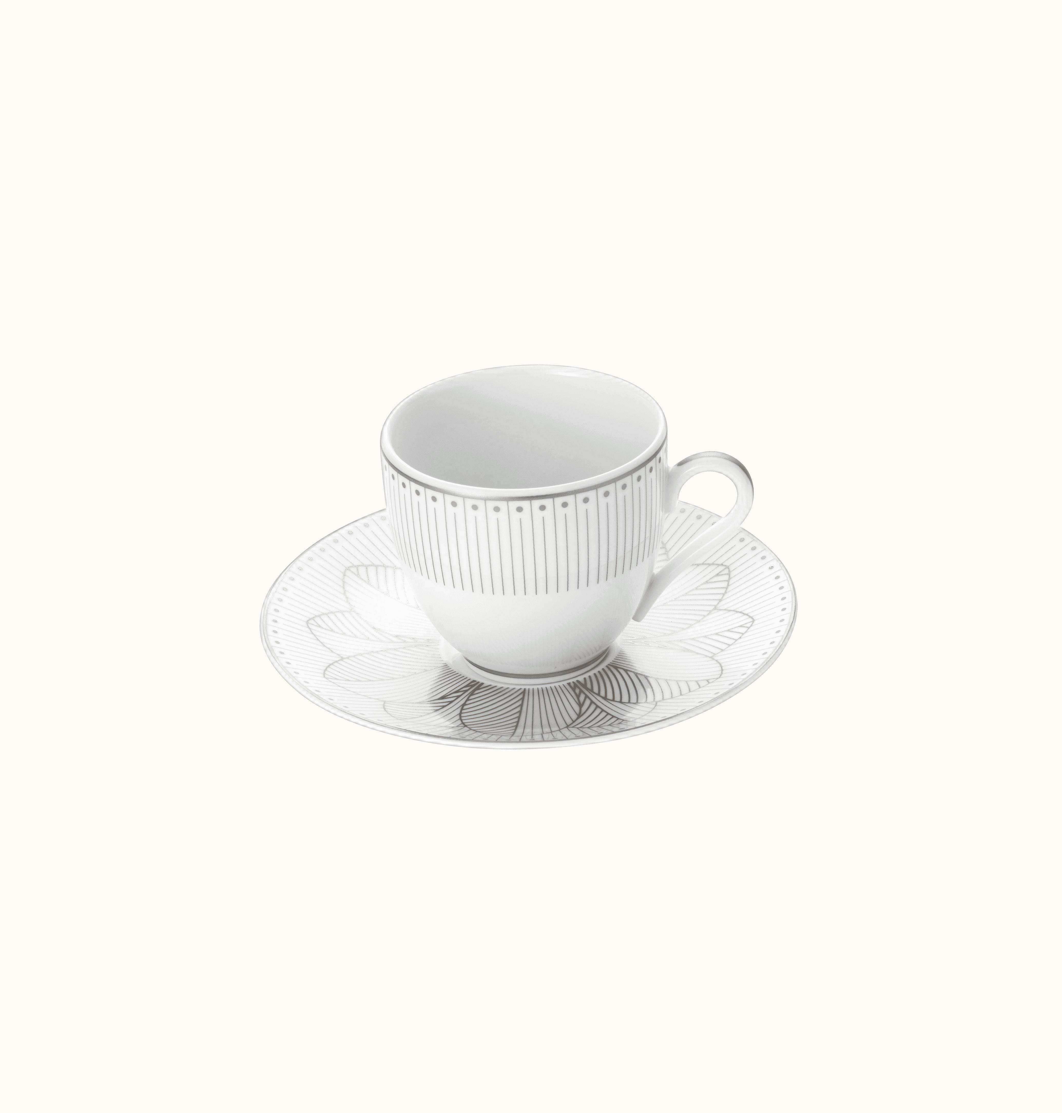 Christofle Christofle 2 Porcelain Coffee Cup And Saucers Platinum Finish Malmaison Impériale