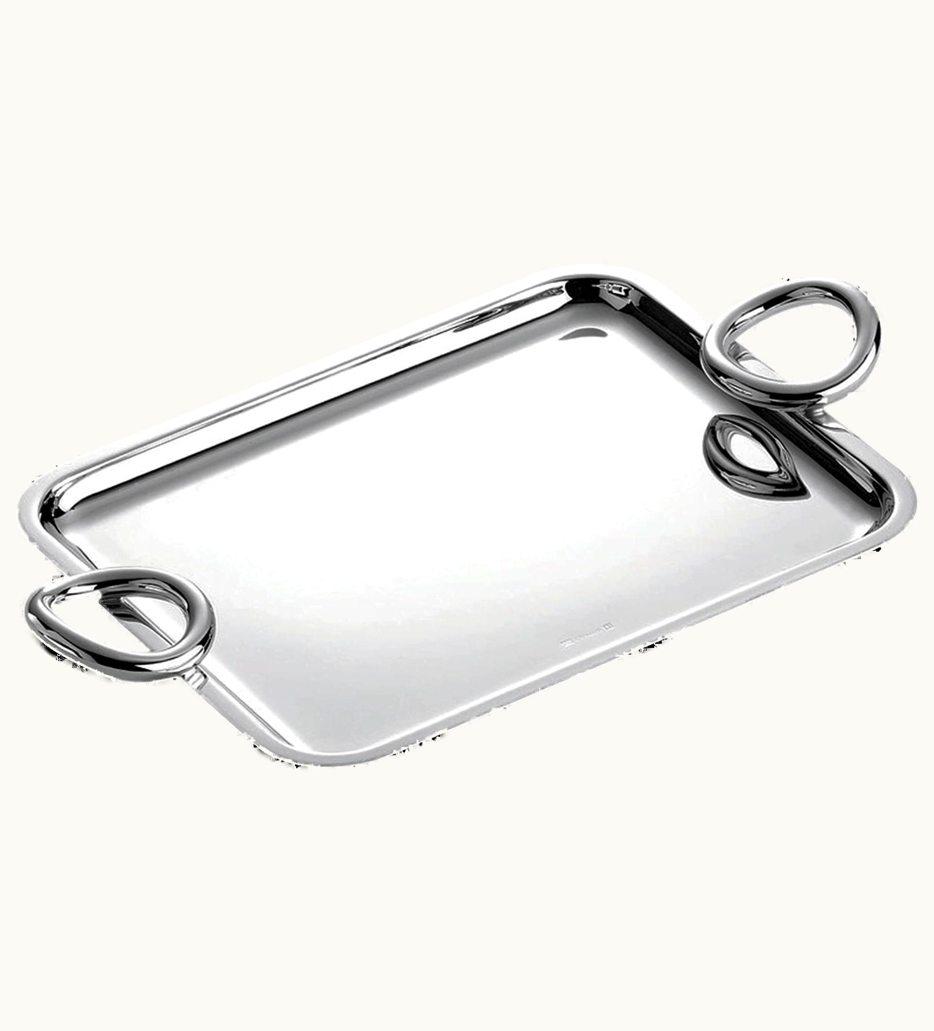 Christofle Christofle Silver Plated Rectangular Tray With 2 Handles - 20 X 16 CM Vertigo