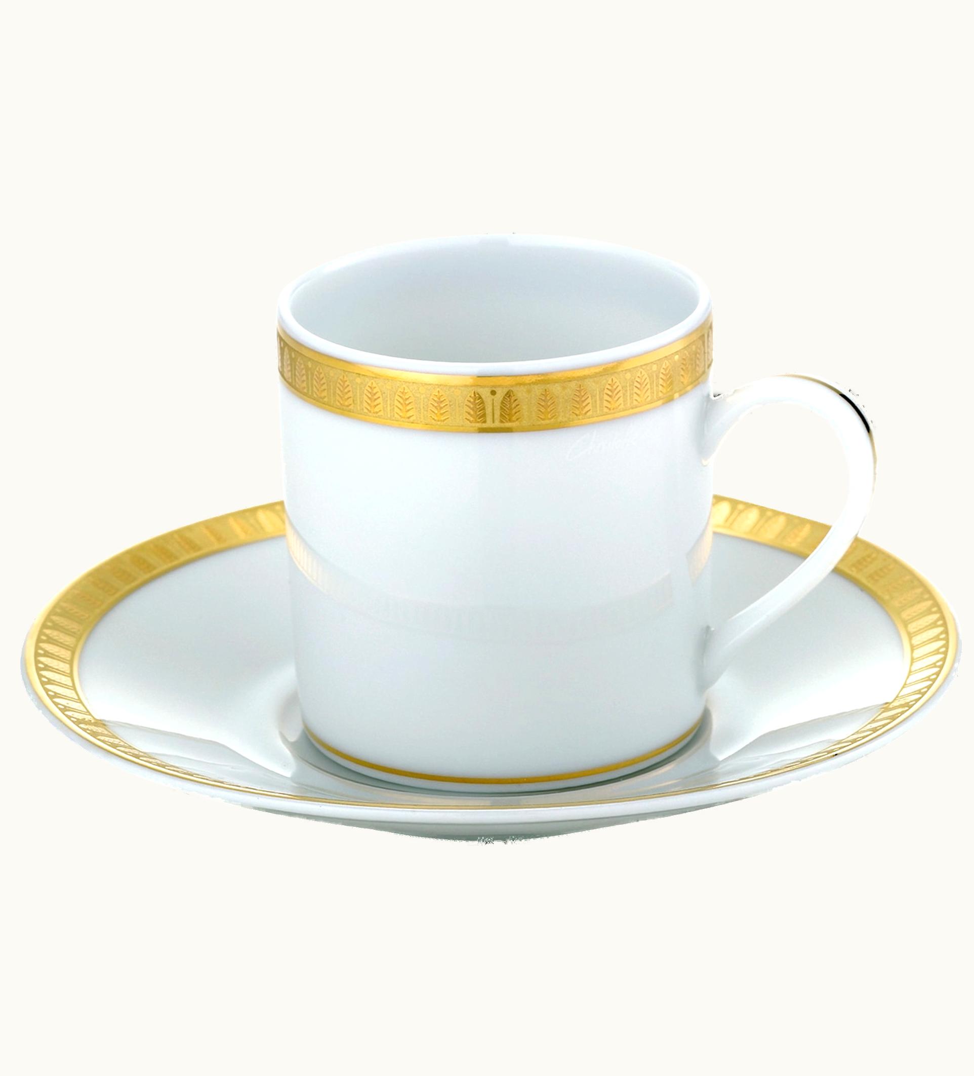 Christofle Christofle Porcelain Cup And Saucer Gold Finish Malmaison