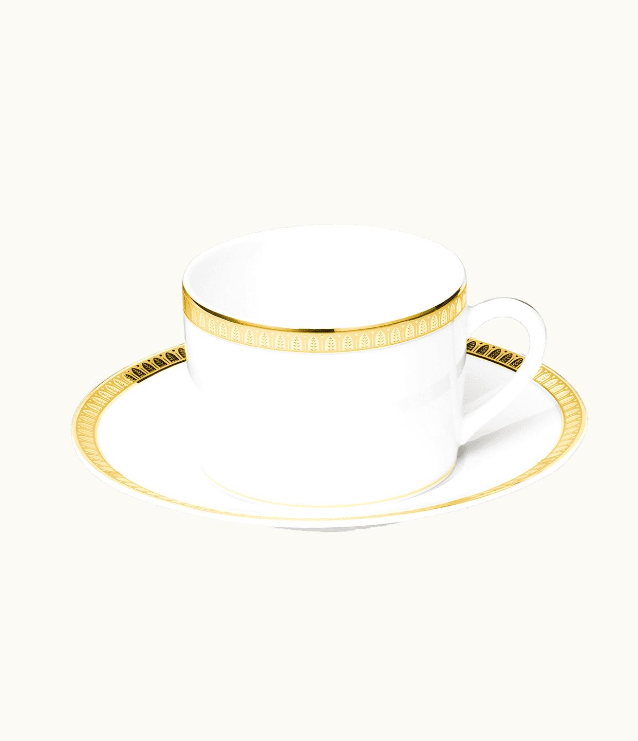 Christofle Christofle Porcelain Tea Cup And Saucer Gold Finish Malmaison
