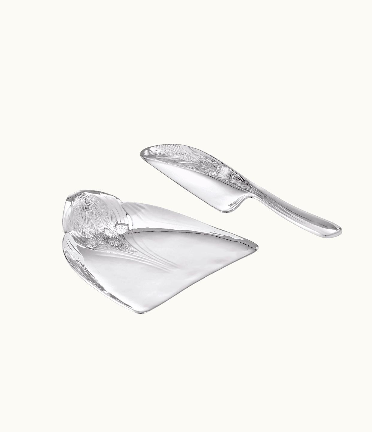 Christofle Christofle Silver-plated Pine Cone Crumbs Tray & Knife Gallia