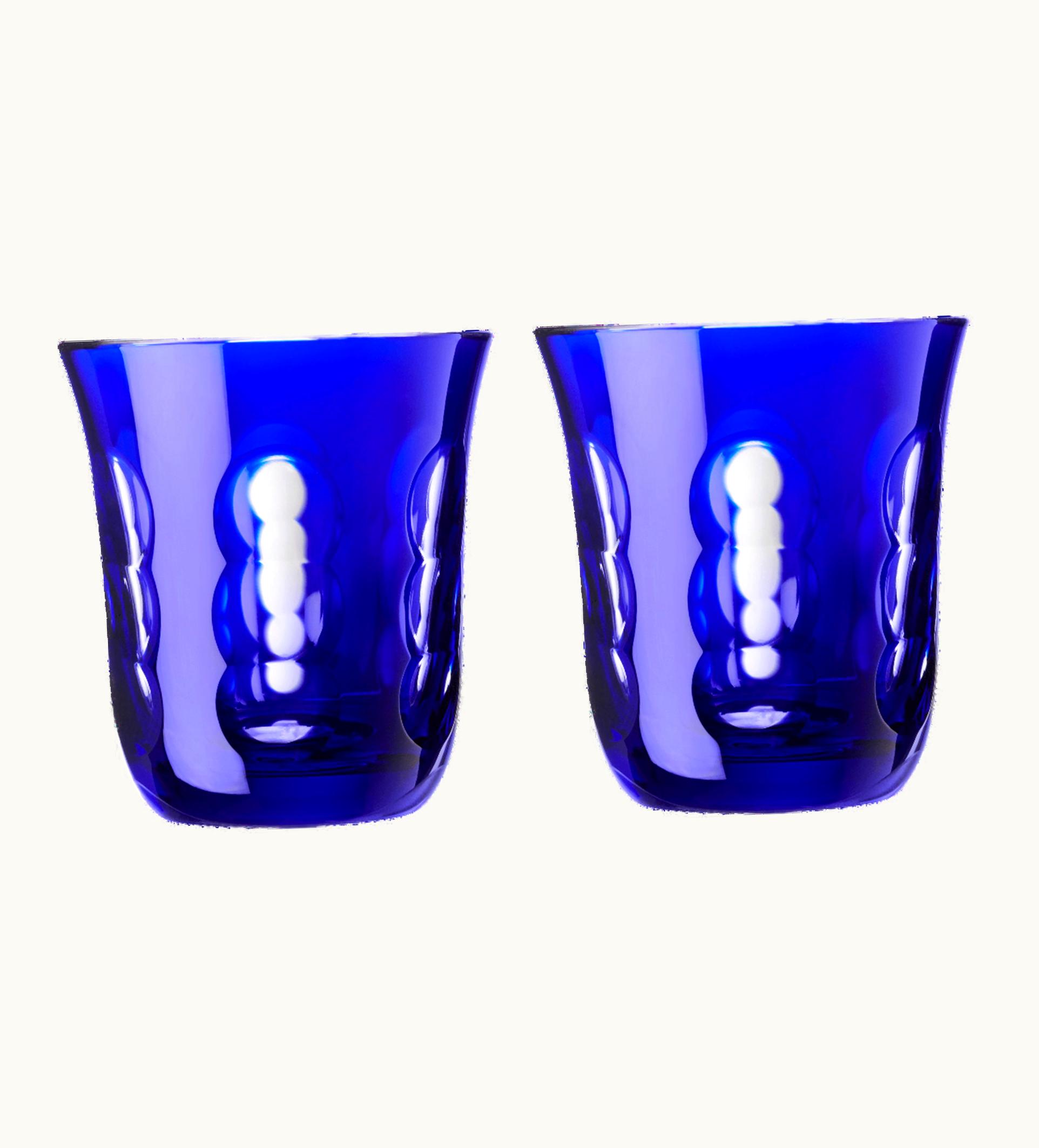 Christofle Christofle Set Of 2 Crystal Blue Water Goblets Kawali