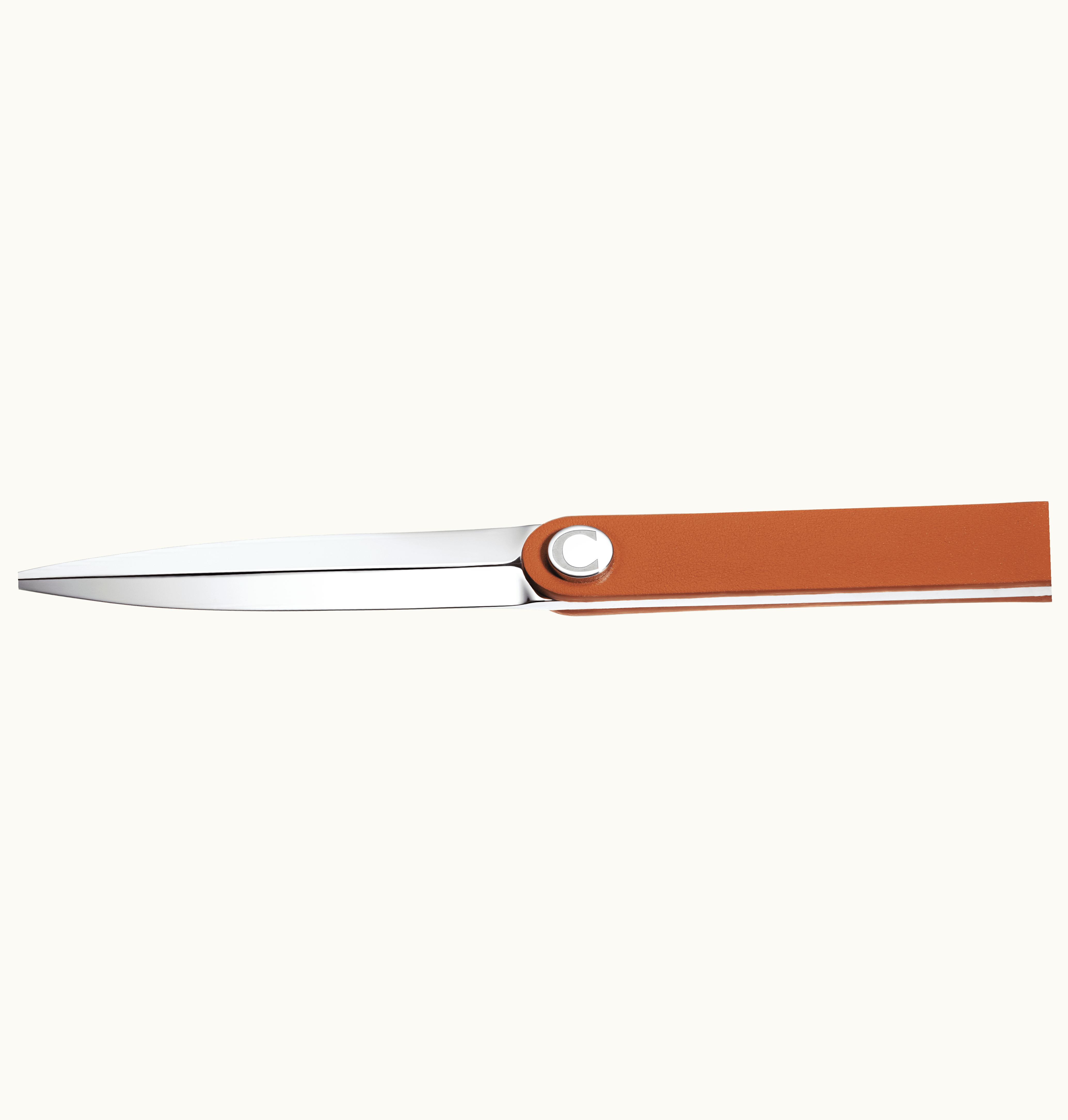 Christofle Christofle Fawn Leather Stainless Steel Letter Opener Iconik