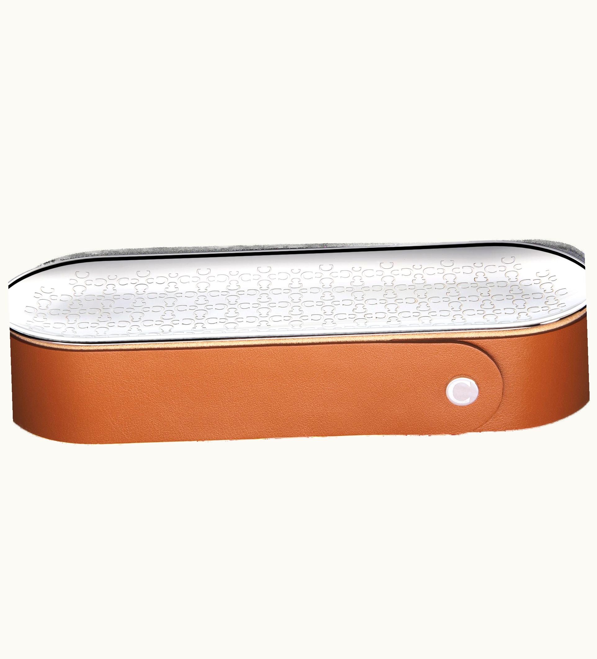 Christofle Christofle Fawn Leather Stainless Steel Pencil Box Iconik