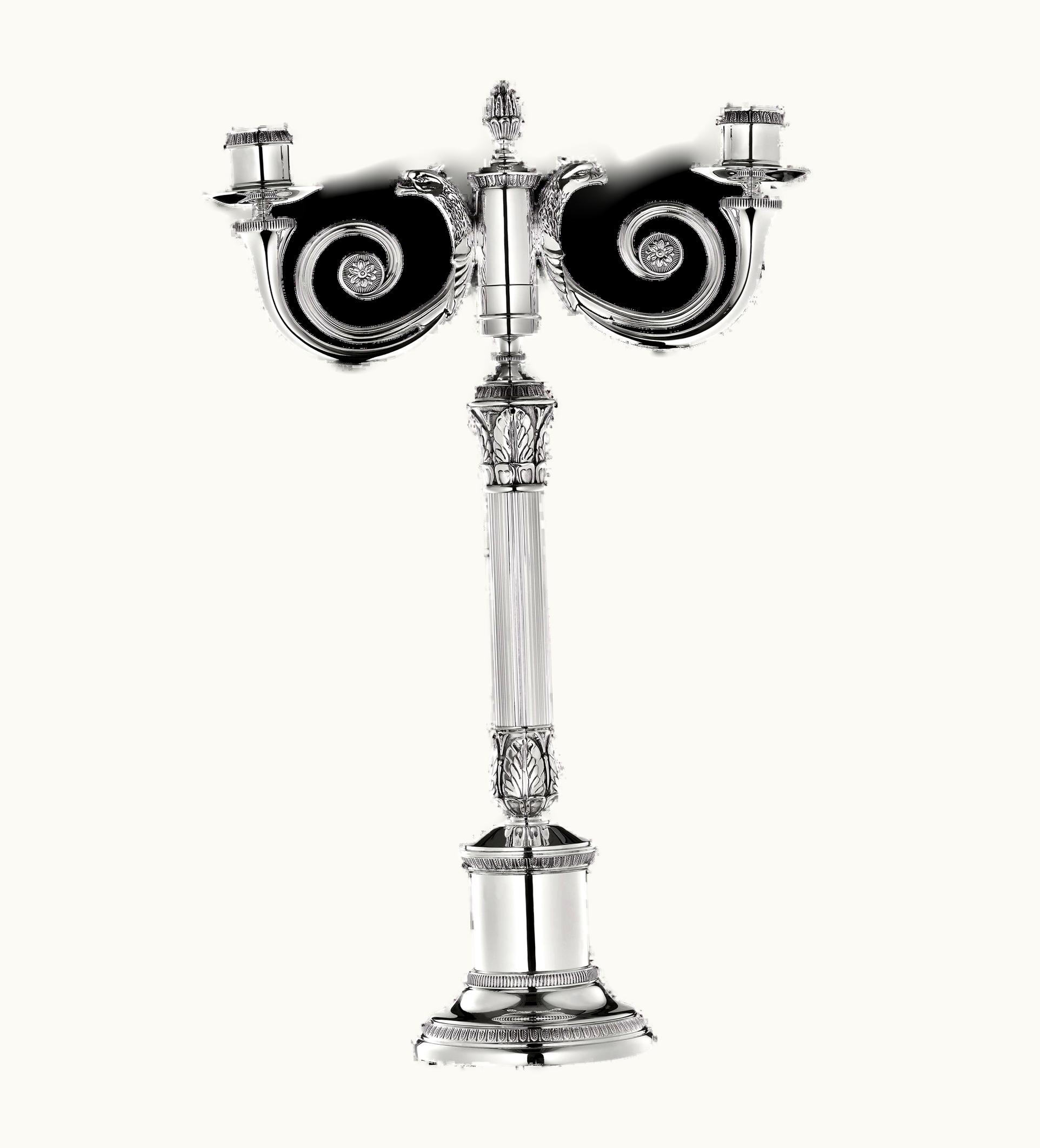 Christofle Christofle Silver Plated Two Light Candelabra Malmaison Malmaison