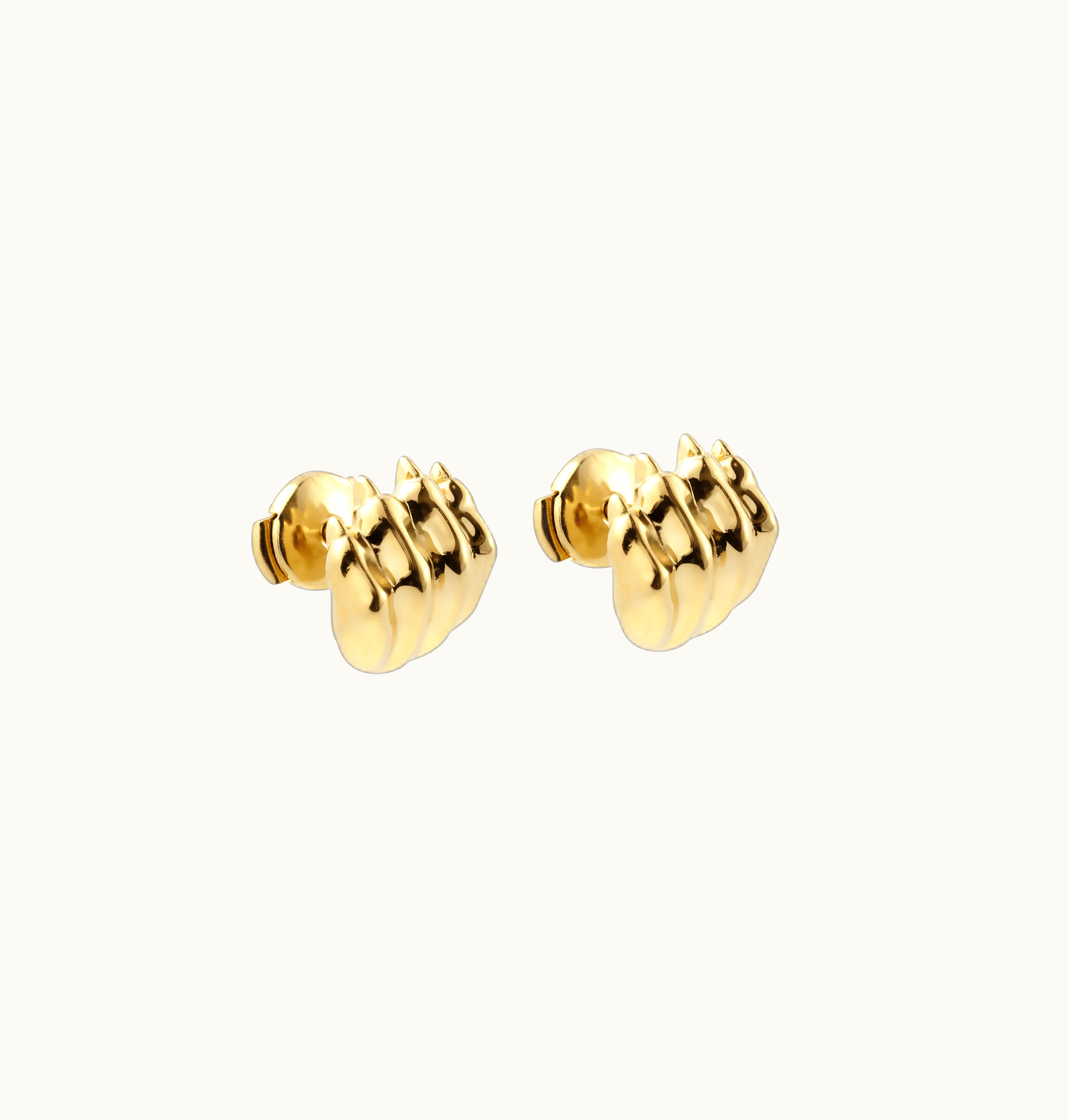 Christofle Christofle Sterling-Silver Gilded 24 Carats Stud Earrings Patte De Lion