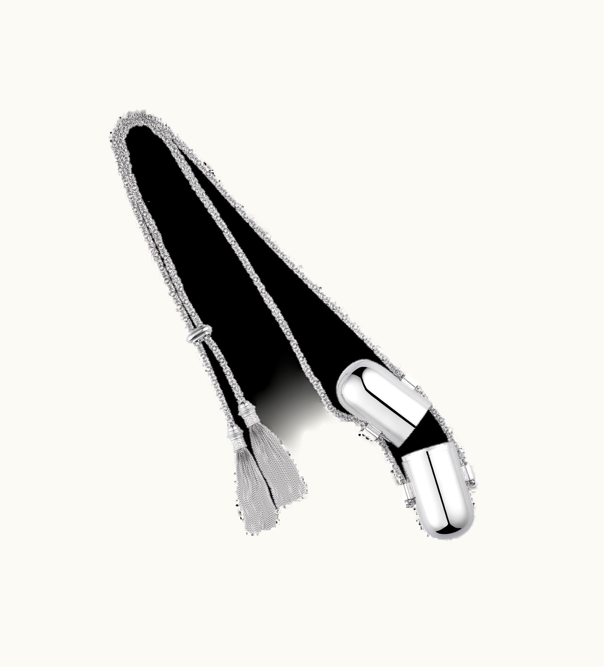 Christofle Christofle Sterling Silver Necklace Lipstick Box Pompon