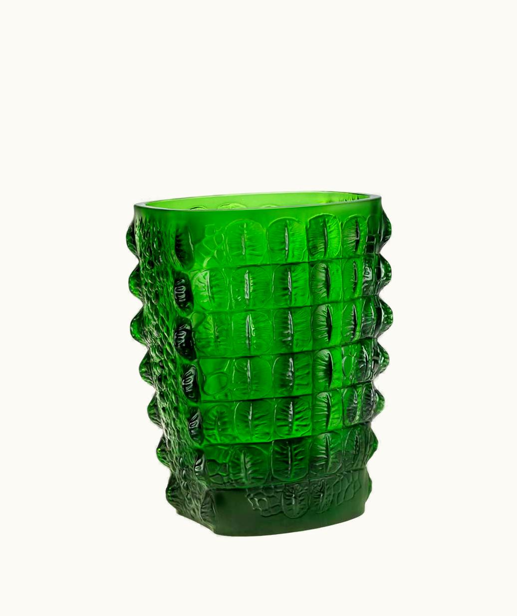 Lalique Lalique Croco Vase - Green Amazon Crystal