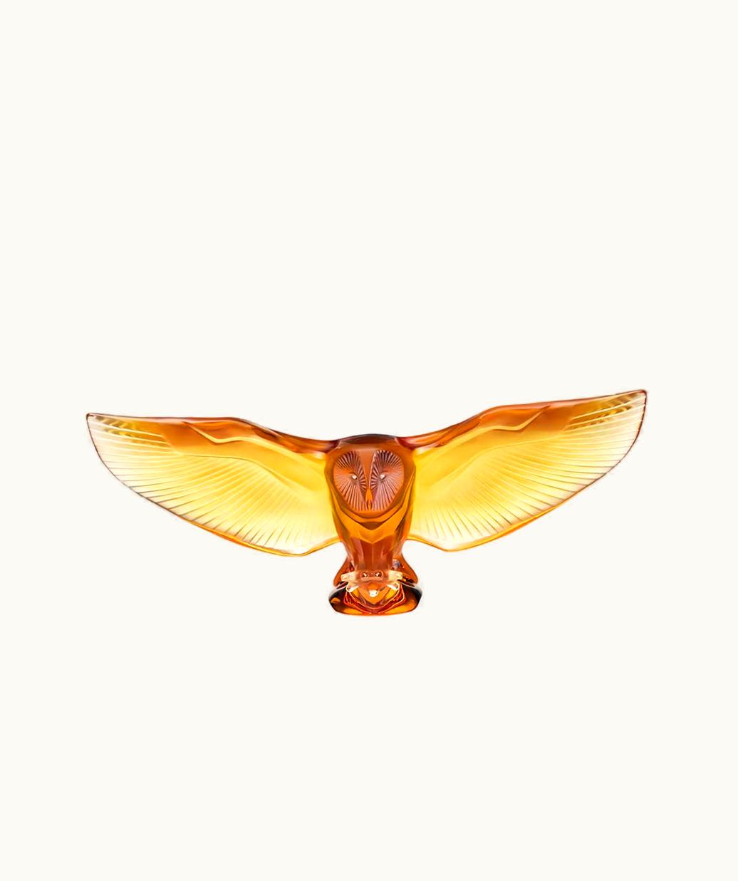 Lalique Lalique Barn Owl Sculpture - Amber Crystal