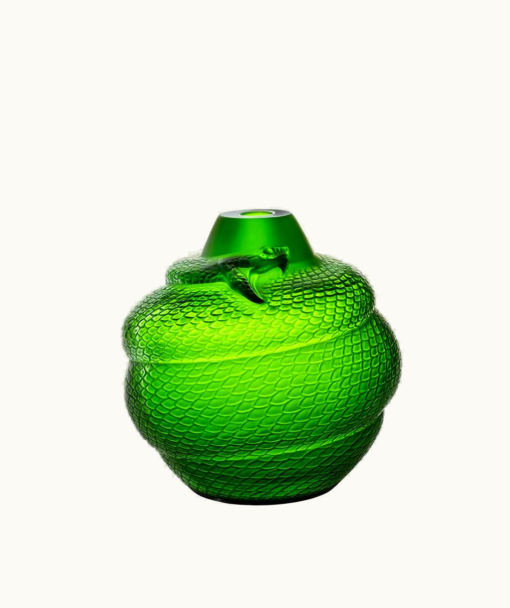 Lalique Lalique Serpent Vase - Green Amazon Crystal