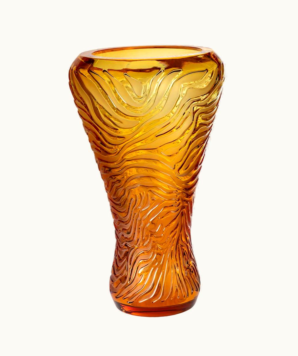 Lalique Lalique Tigre Vase - Amber Crystal