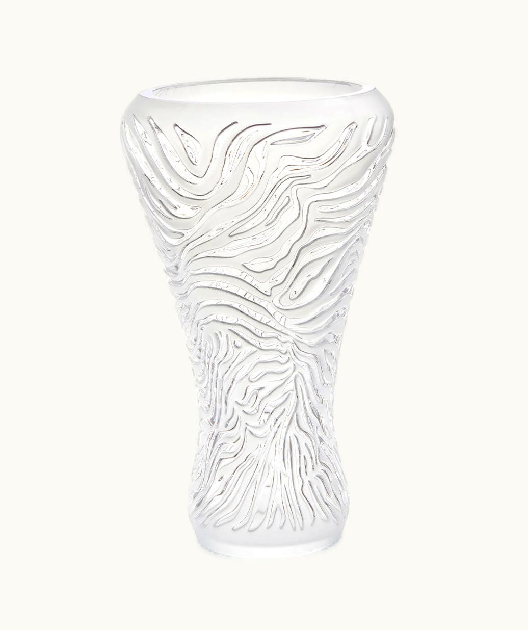 Lalique Lalique Zèbre Vase - Clear Crystal, Satin Finish Relief