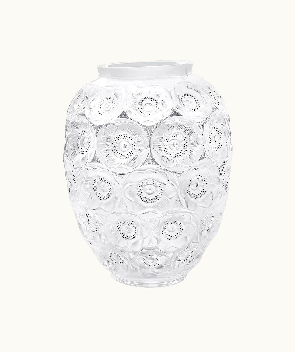 Lalique Lalique Anemones Grand Vase - Clear Crystal And Black Enamelled