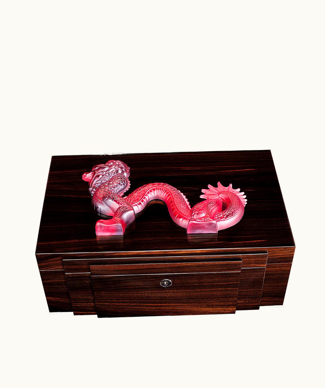 Lalique Lalique Dragon Jewellery Box Large Size - Red Crystal, Large Size 10203500