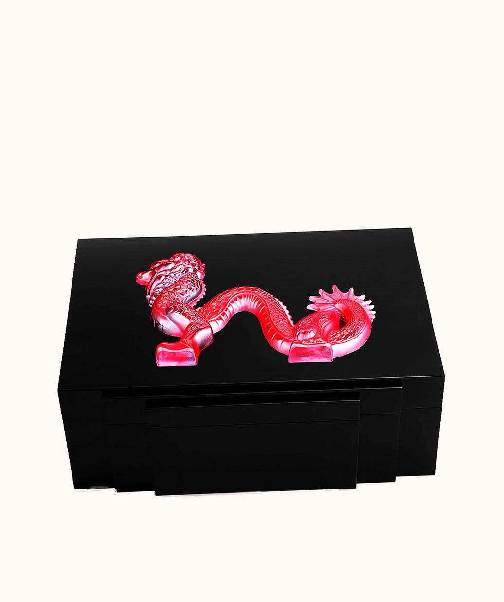 Lalique Lalique Dragon Jewellery Box Large Size - Red Crystal, Large Size 10203700