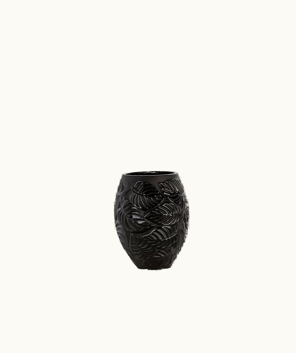 Lalique Lalique Feuilles Vase - Black Crystal