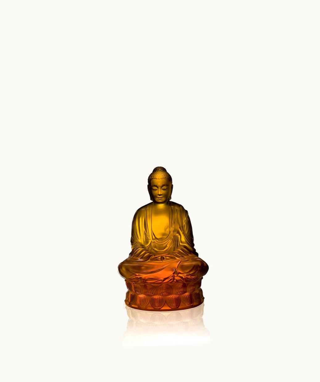 Lalique Lalique Small Buddha Sculpture - Amber Crystal