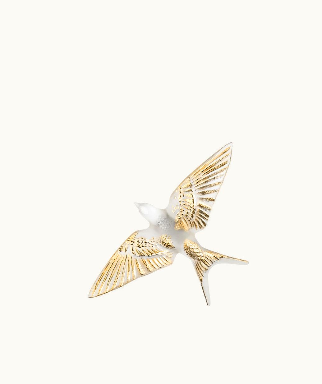 Lalique Lalique Swallow Wings Down Wall Sculpture - Clear, Gold Stamped Crystal