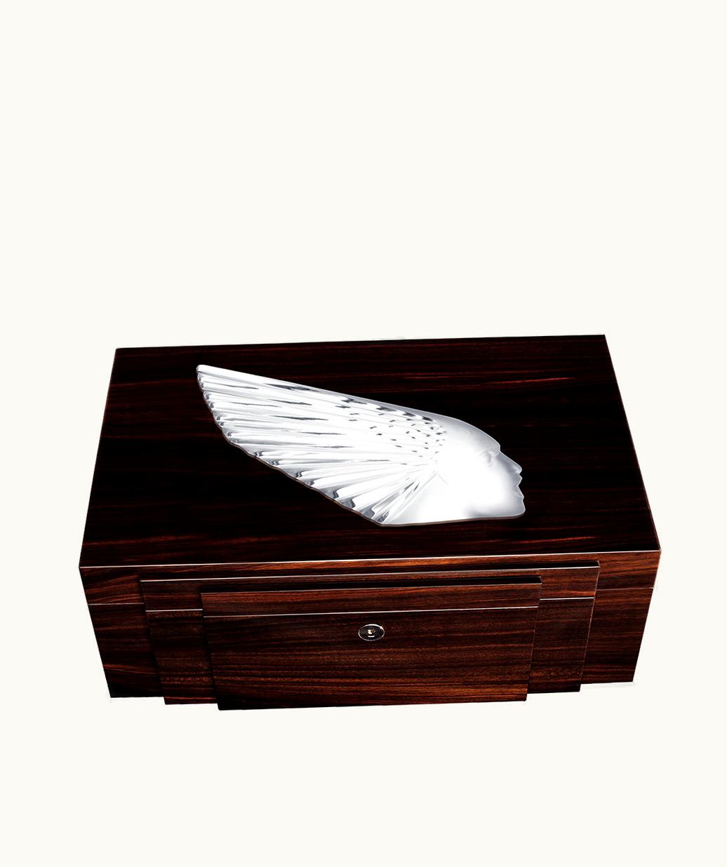 Lalique Lalique Victoire Jewellery Box - Natural Ebony With Clear Crystal