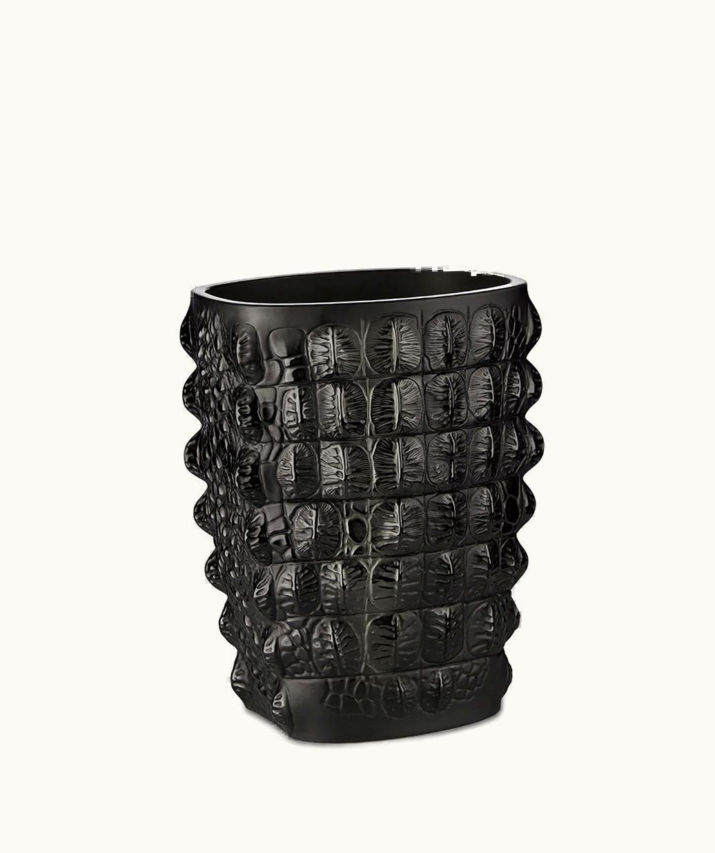 Lalique Lalique Croco Vase - Black Crystal