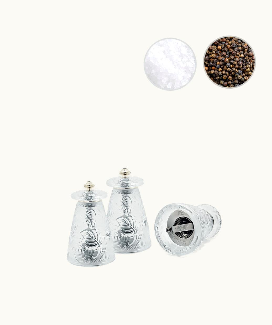 Lalique Lalique Feuilles Pepper & Salt Grinders - Clear Crystal