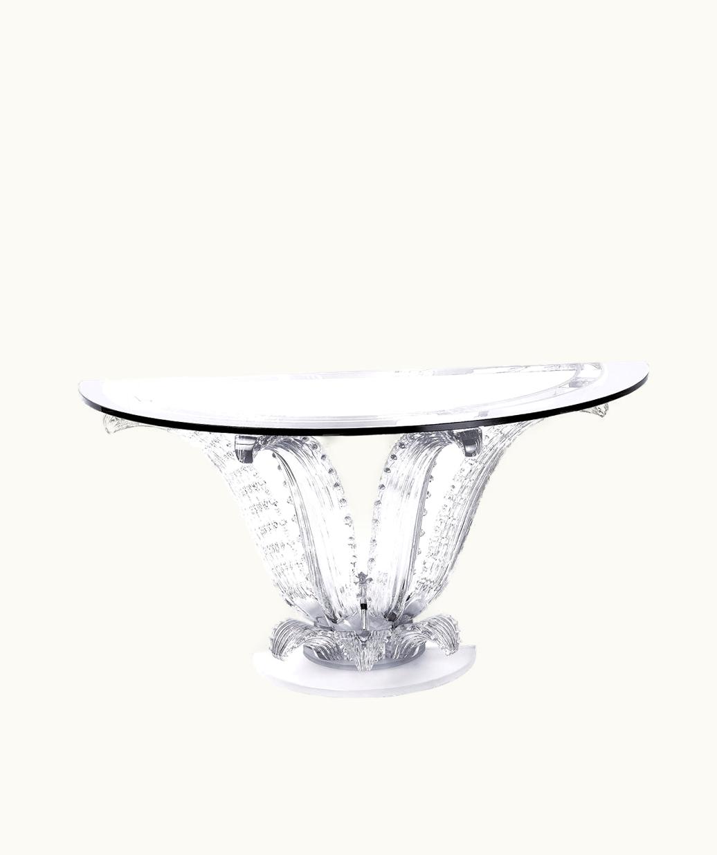 Lalique Lalique Cactus Console Table - Half-moon Console Talbe, Clear Crystal