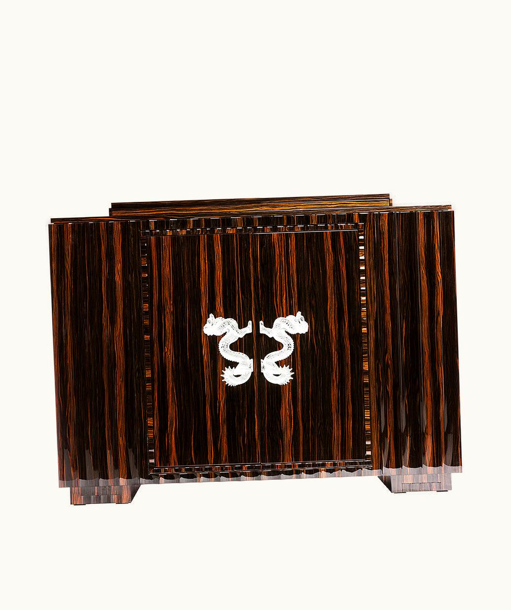 Lalique Lalique Dragon Large Bar - Clear Crystal And Natural Ebony