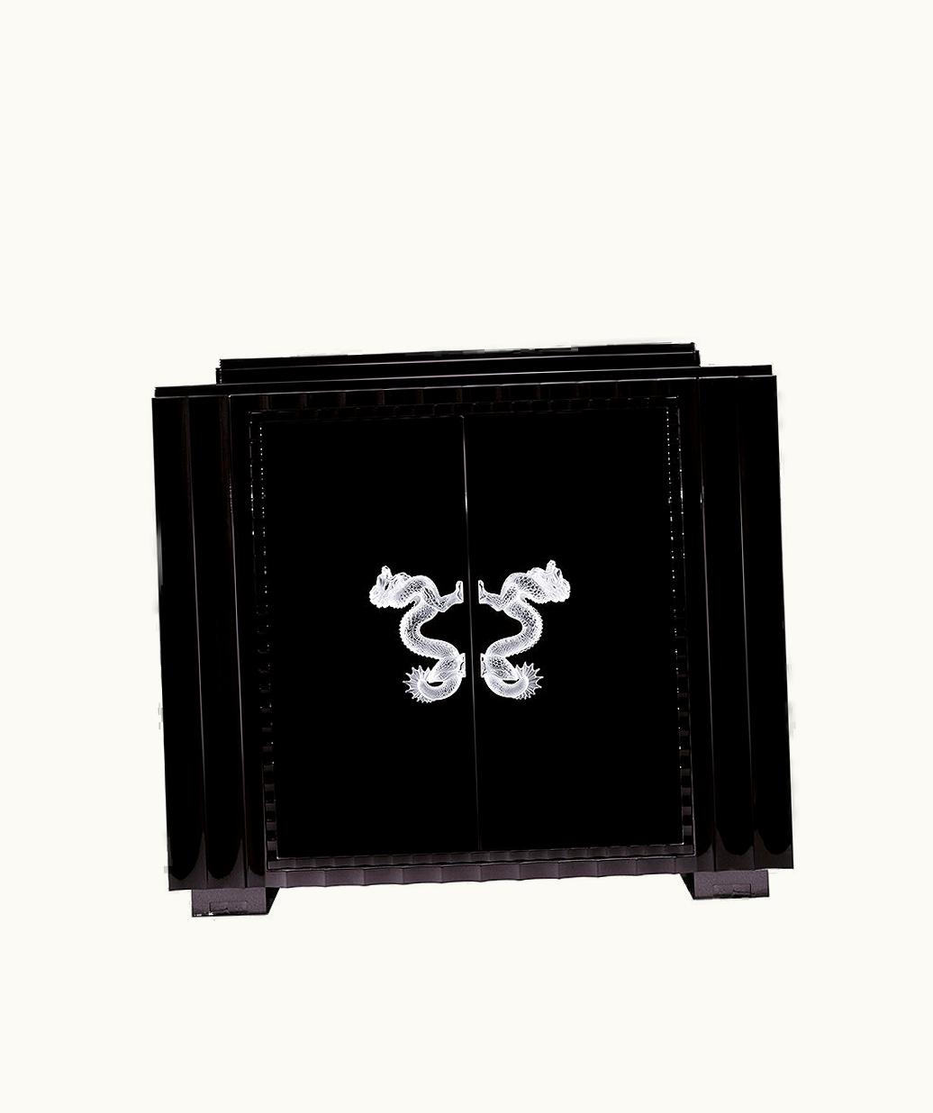 Lalique Lalique Dragon Small Bar - Clear Crystal And Black Ebony