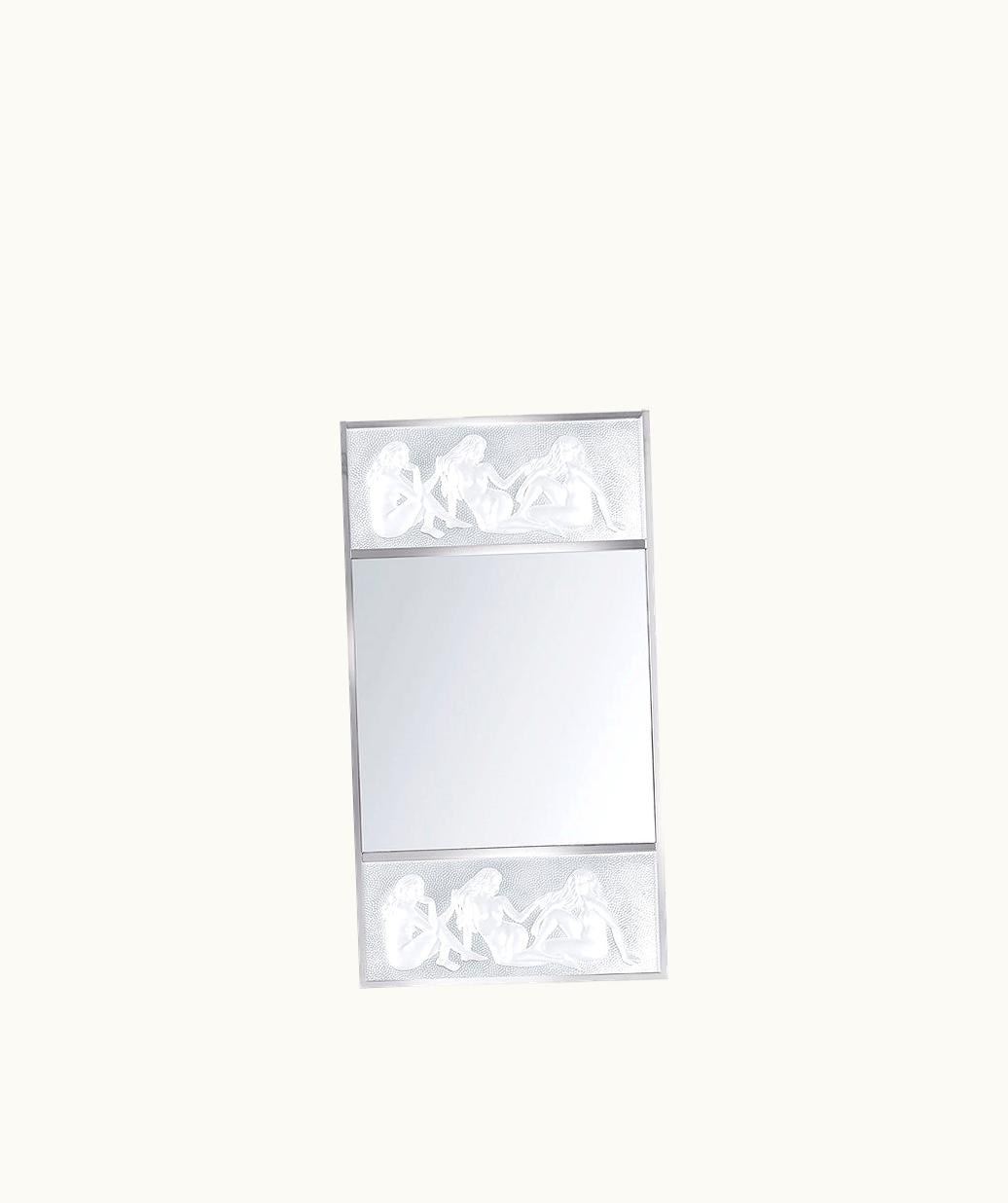 Lalique Lalique Les Causeuses Mirror - Clear Crystal, Chrome Finish, Medium Size