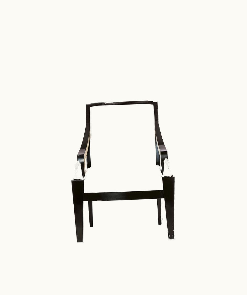 Lalique Lalique Longchamp Armchair - Clear Crystal, Black Lacquered And Ivory Silk