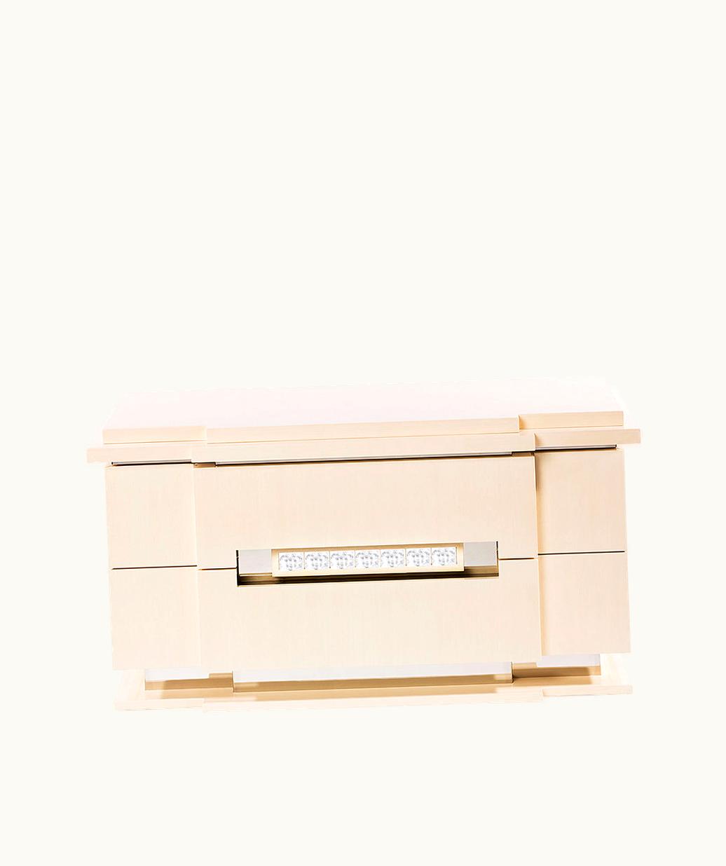 Lalique Lalique Masque De Femme Bedside Table - Numbered Edition, Clear Crystal And Ivory Ash, Large Size