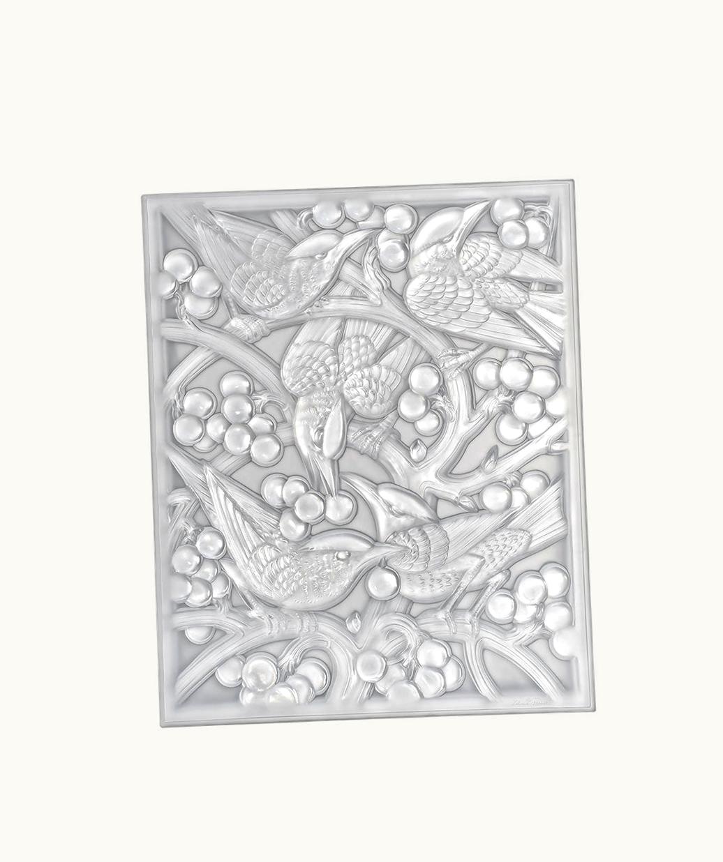 Lalique Lalique Merles Et Raisins Head Down Decorative Panel - Clear Crystal, Mirrored, Chrome 10372600