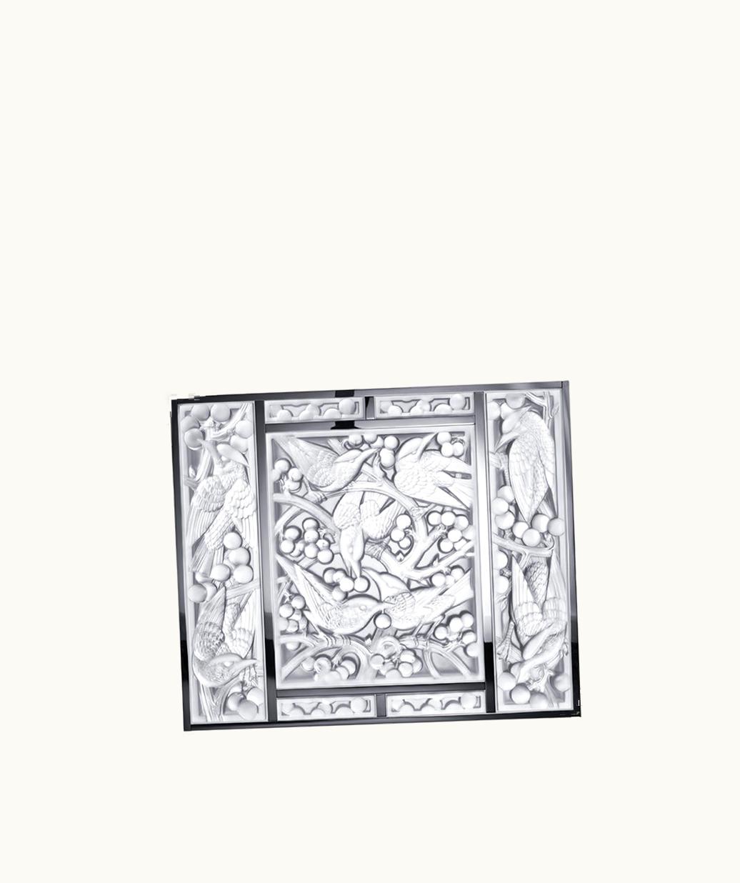 Lalique Lalique Merles Et Raisins Head Down Decorative Panel - Clear Crystal, Mirrored, Chrome 10372800