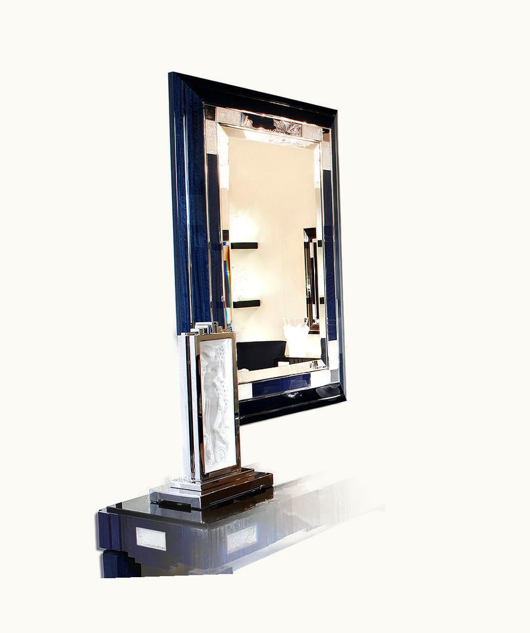 Lalique Lalique Roses Mirror - Clear Crystal And Blue Eucalyptus