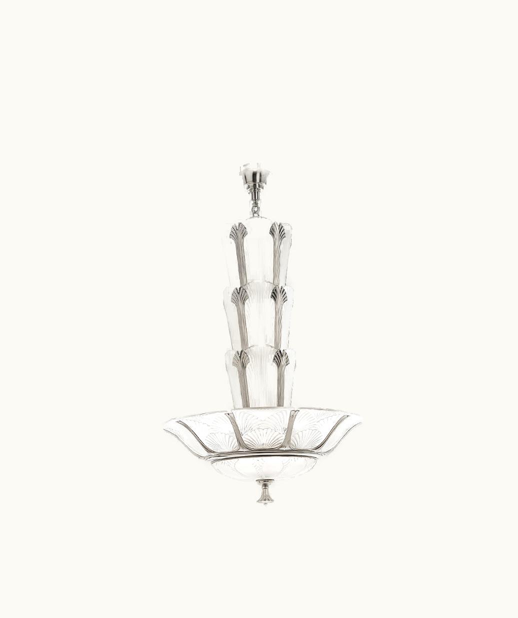Lalique Lalique Ginkgo Chandelier - Clear Crystal, Shiny Nickel Finish