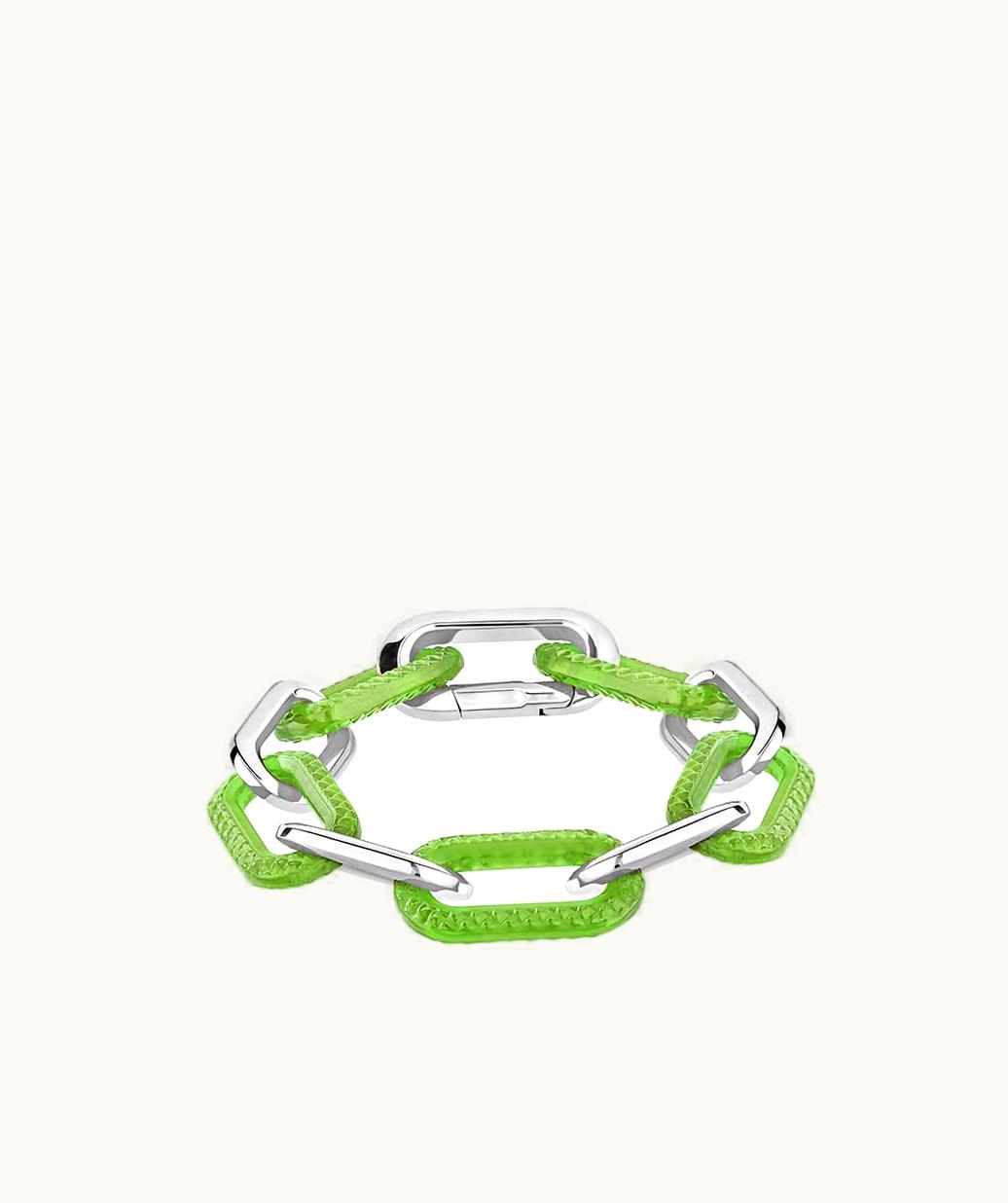 Lalique Lalique Empreinte Animale Bracelet 5 Crystals - Green Crystal, Silver