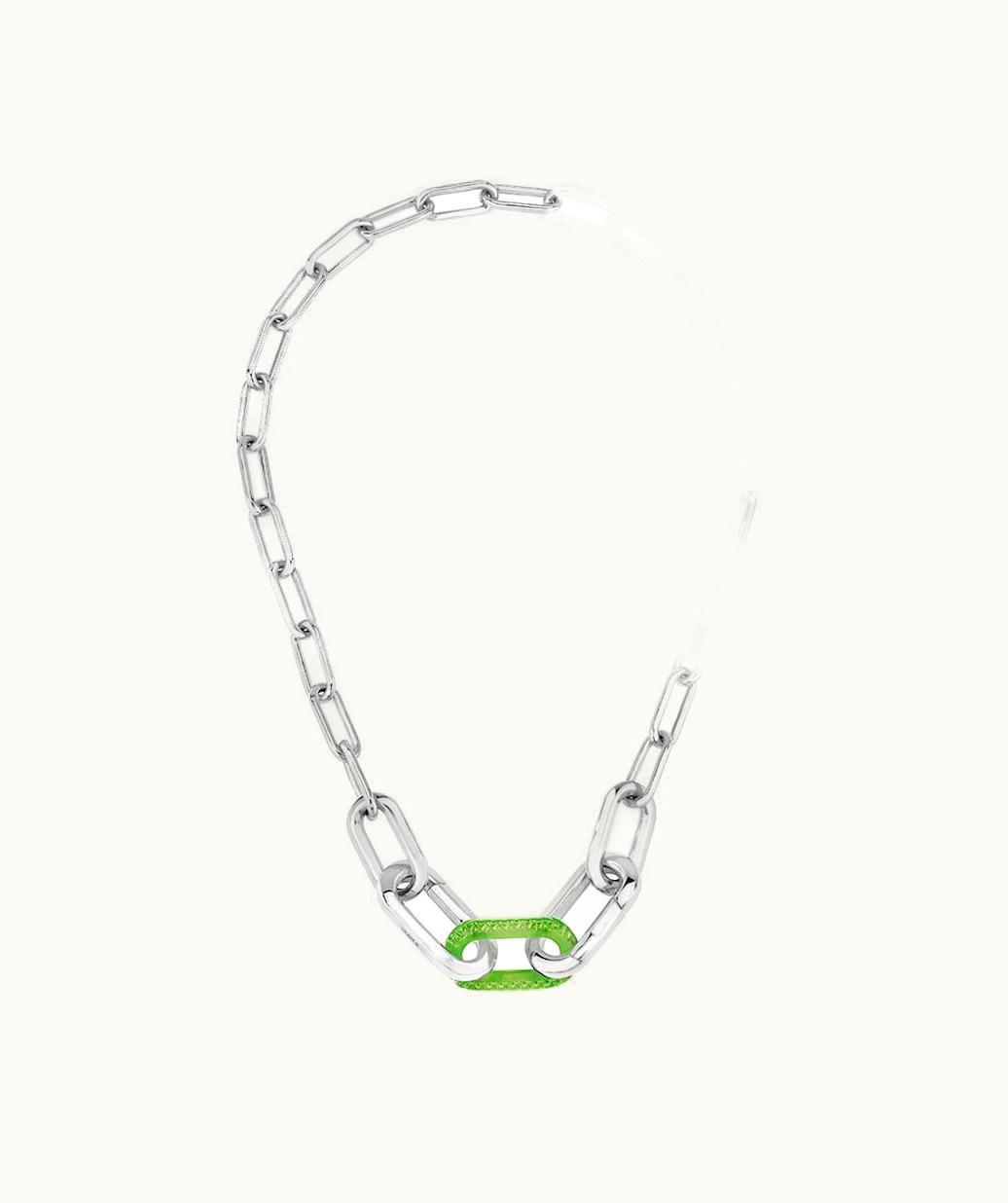 Lalique Lalique Empreinte Animale Necklace - Green Crystal, Silver