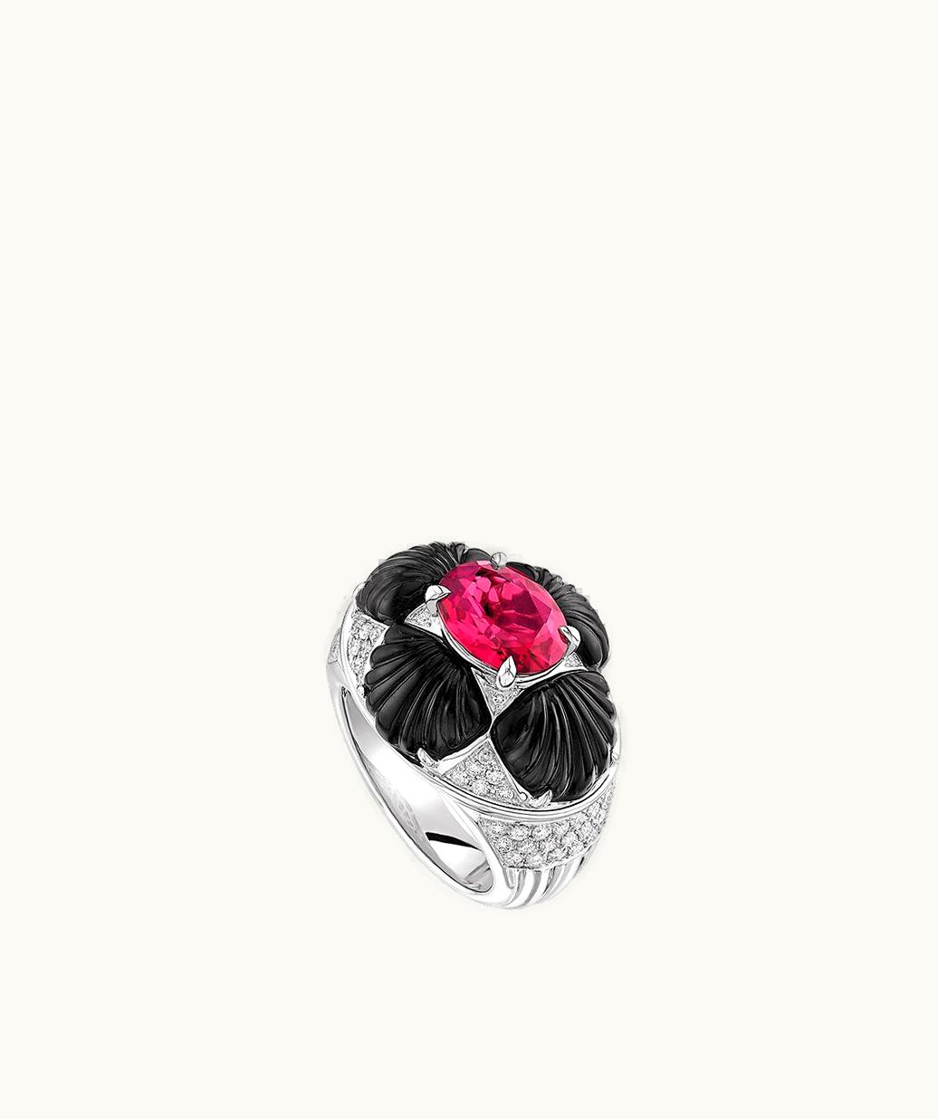 Lalique Lalique Adrienne Ring - White Gold, Rubellite, Onyx, Diamonds