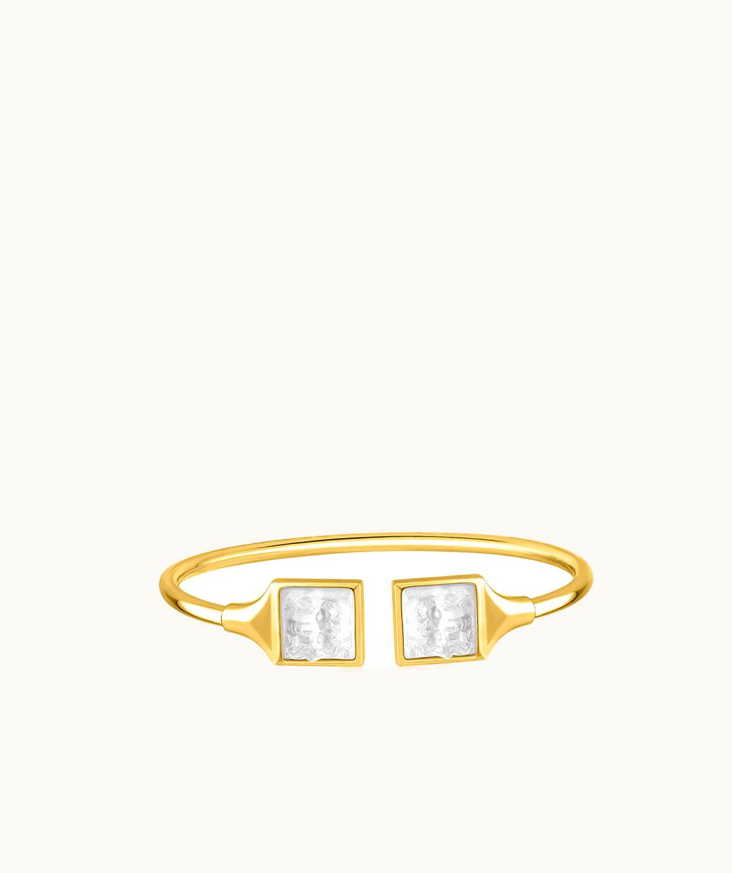 Lalique Lalique Aréthuse Flexible Bangle - Clear Crystal, 18k Yellow gold-plated